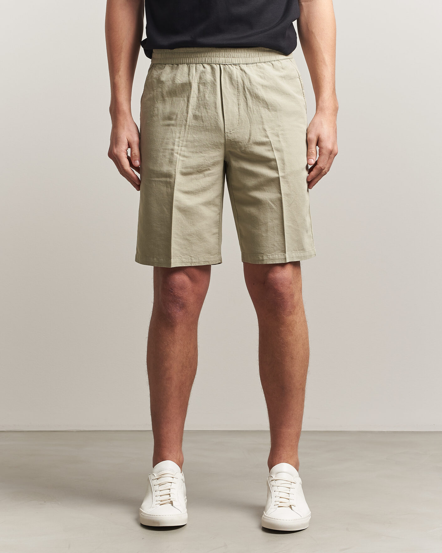 Mies | Shortsit | Filippa K | Theo Relaxed Linen/Cotton Drawstring Shorts Light Green