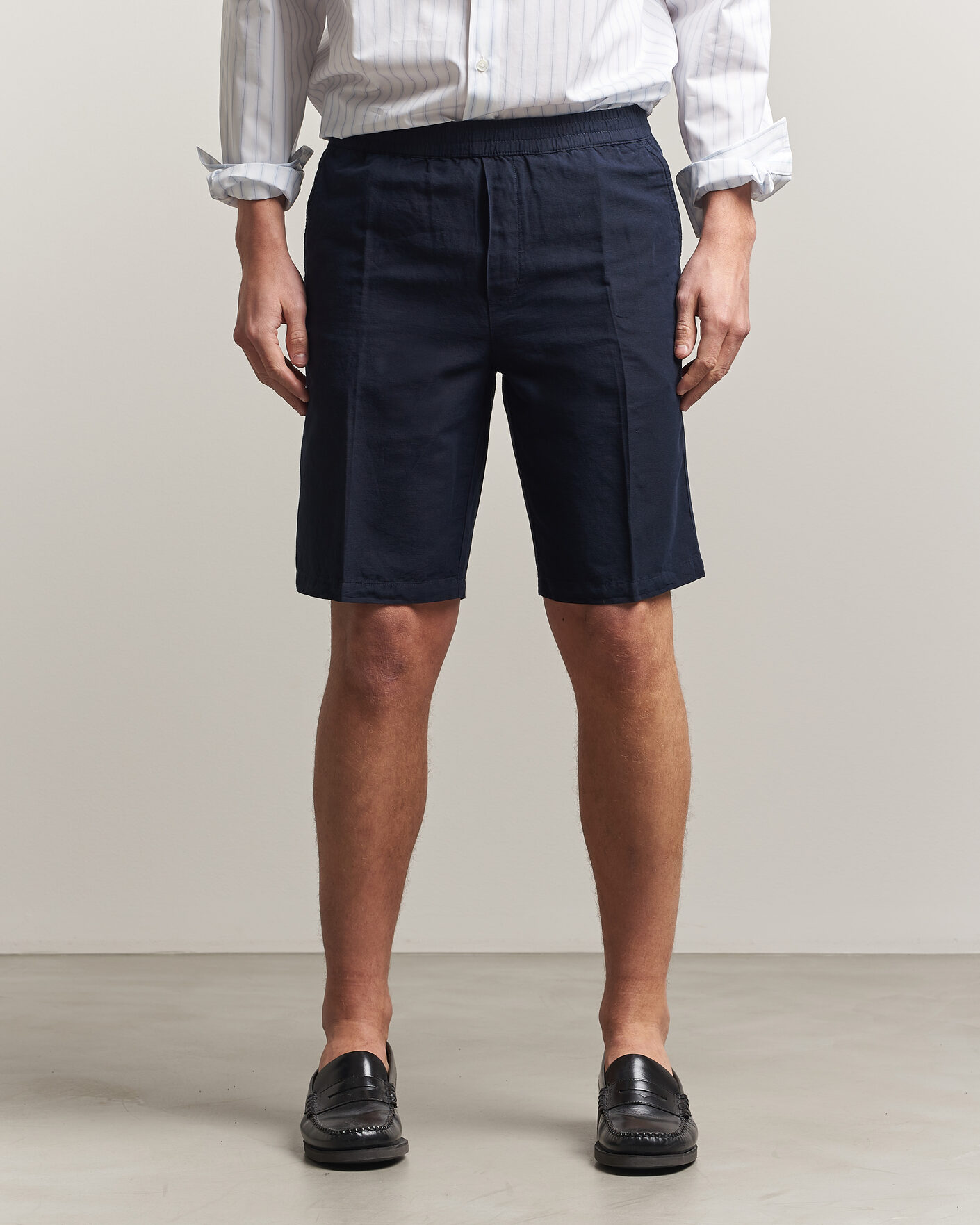 Mies | Shortsit | Filippa K | Theo Relaxed Linen/Cotton Drawstring Shorts Navy