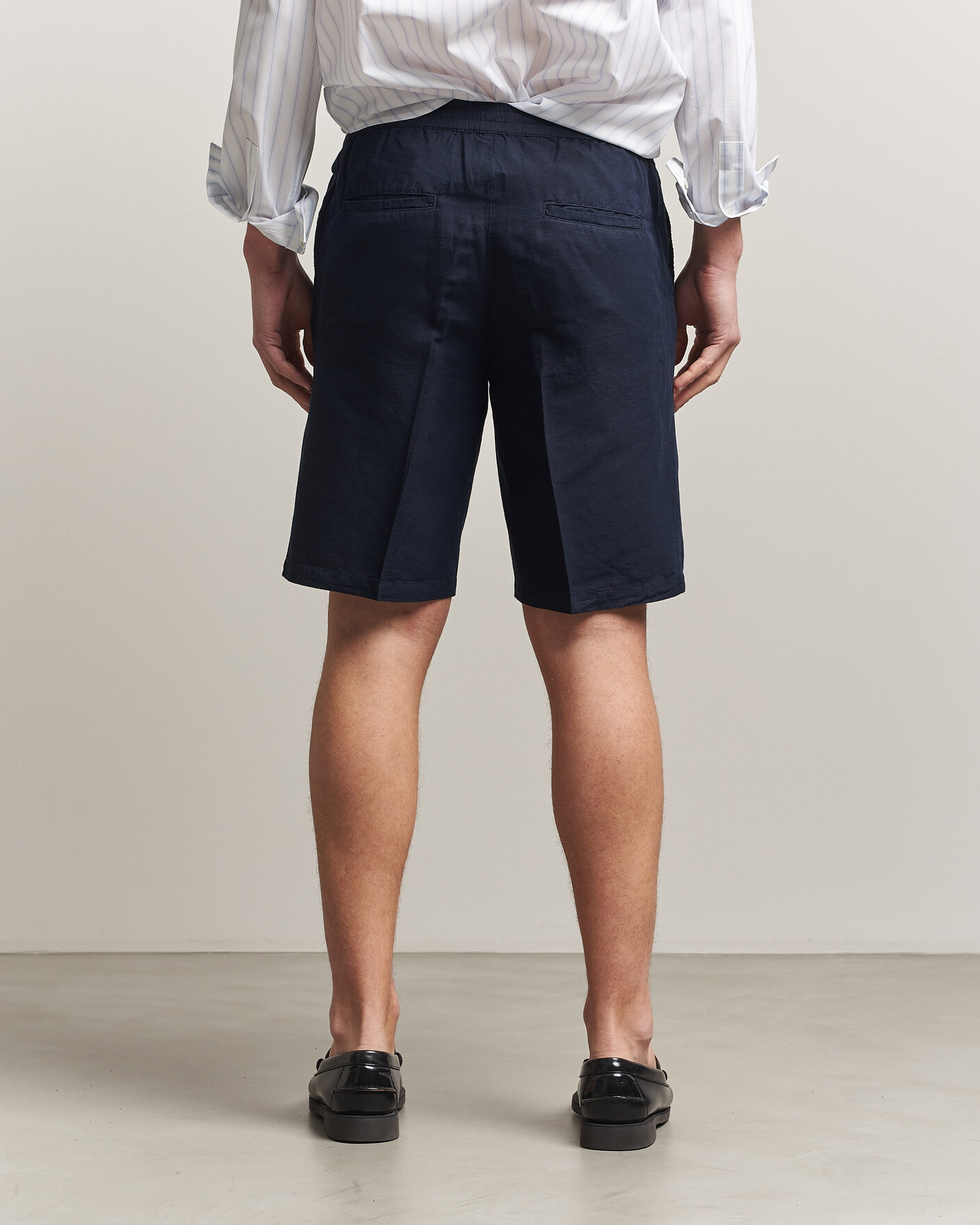 Mies | Shortsit | Filippa K | Theo Relaxed Linen/Cotton Drawstring Shorts Navy
