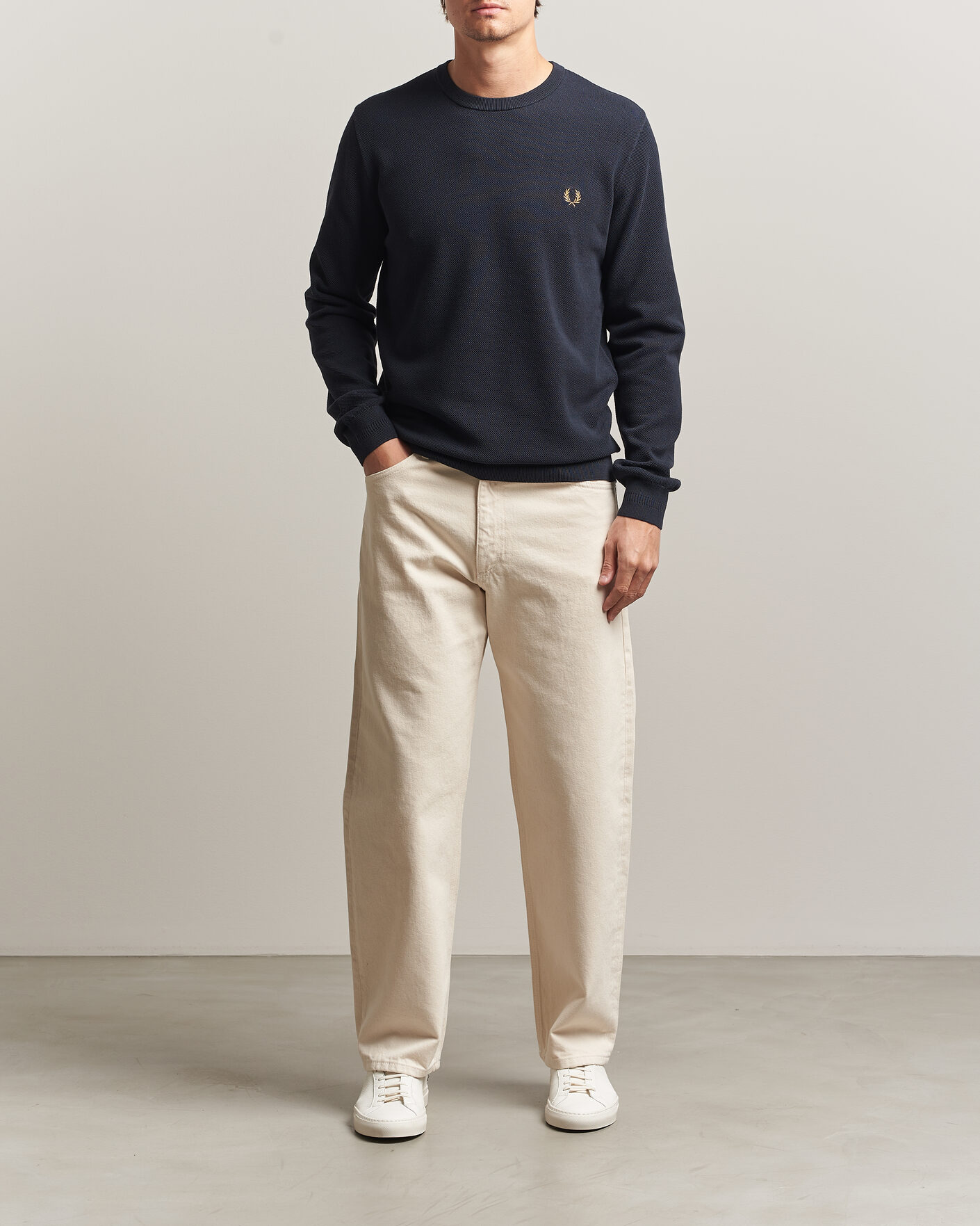 Mies | Puserot | Fred Perry | Piqué Stitched Sweater Navy