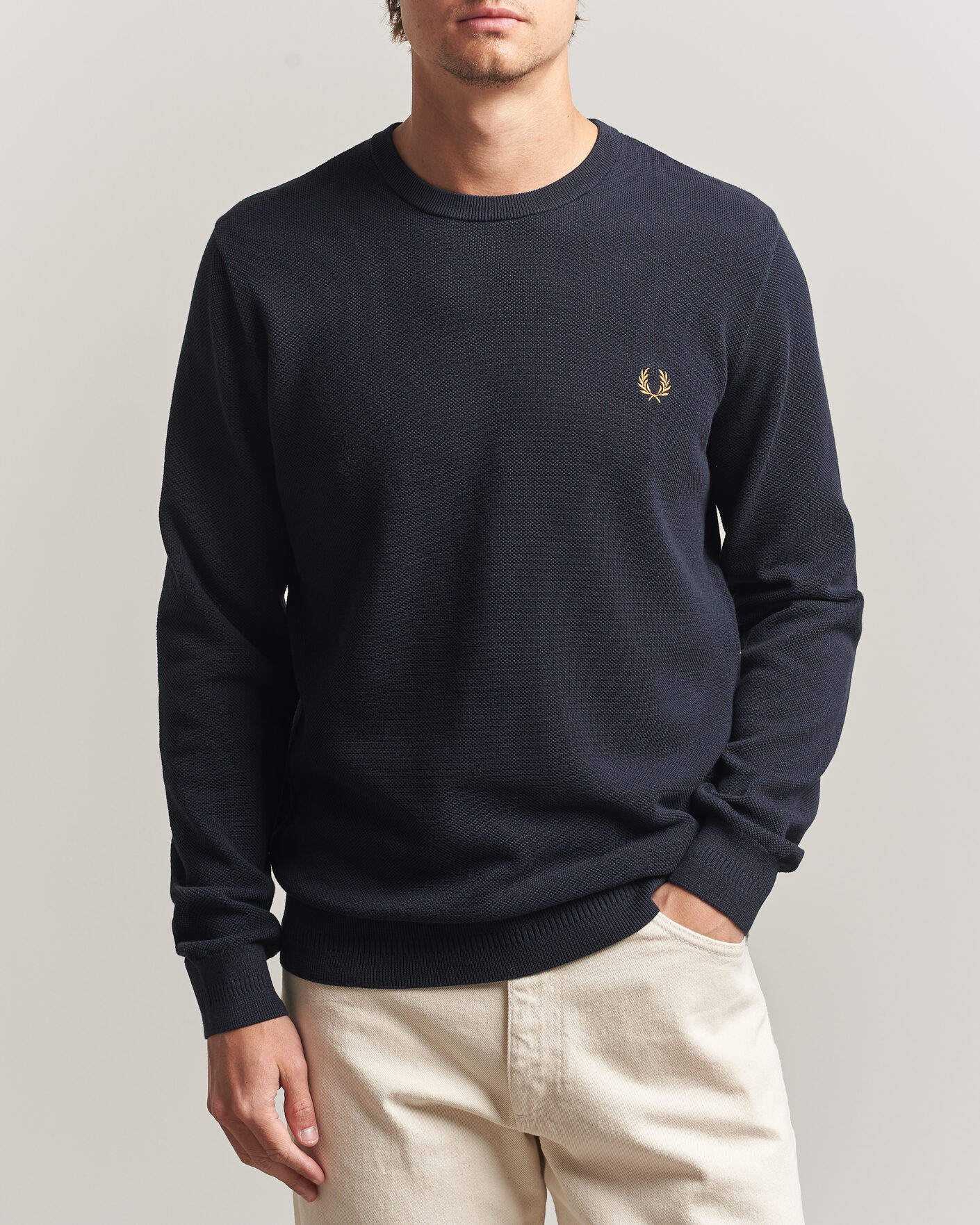 Mies | Puserot | Fred Perry | Piqué Stitched Sweater Navy