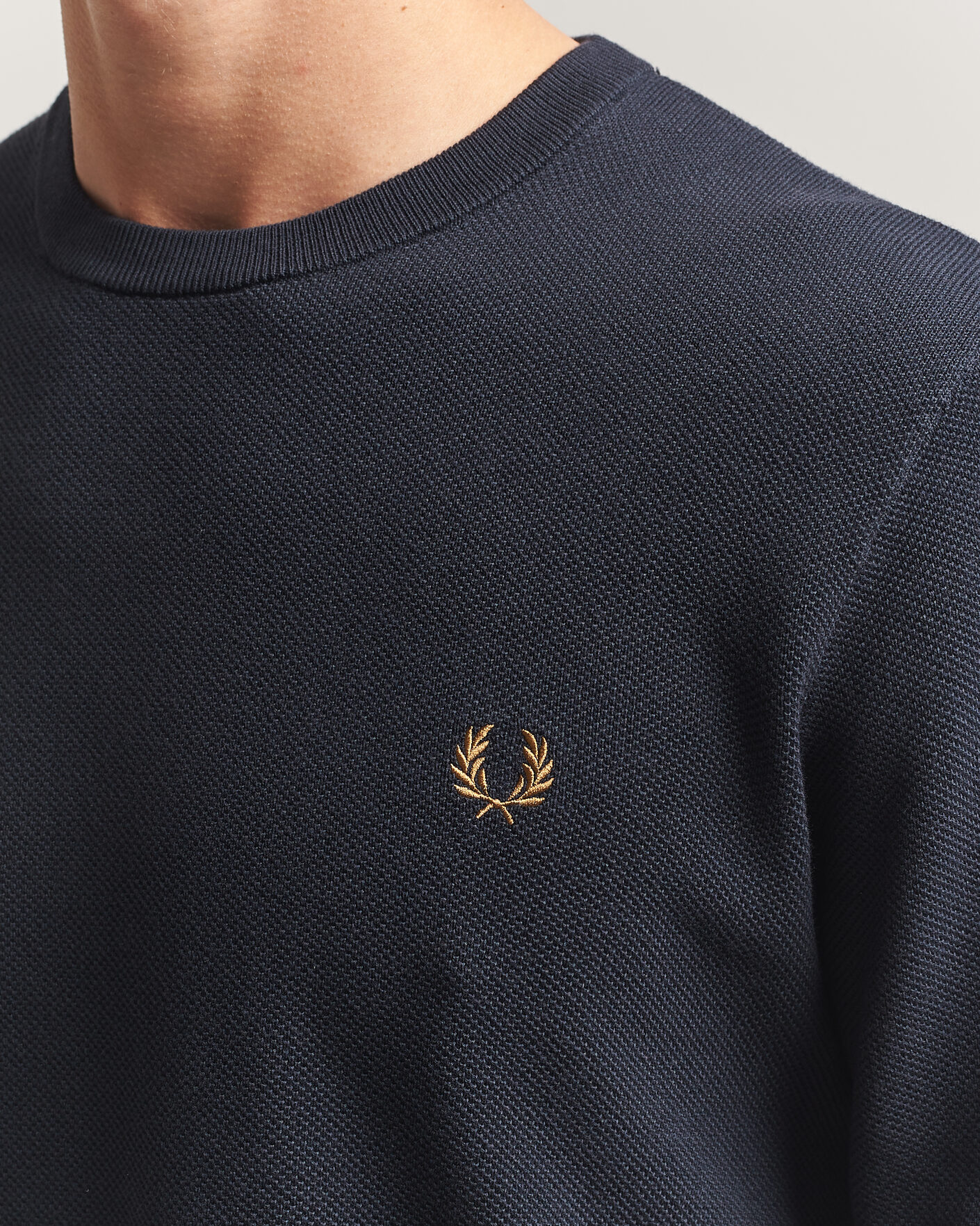 Mies | Puserot | Fred Perry | Piqué Stitched Sweater Navy
