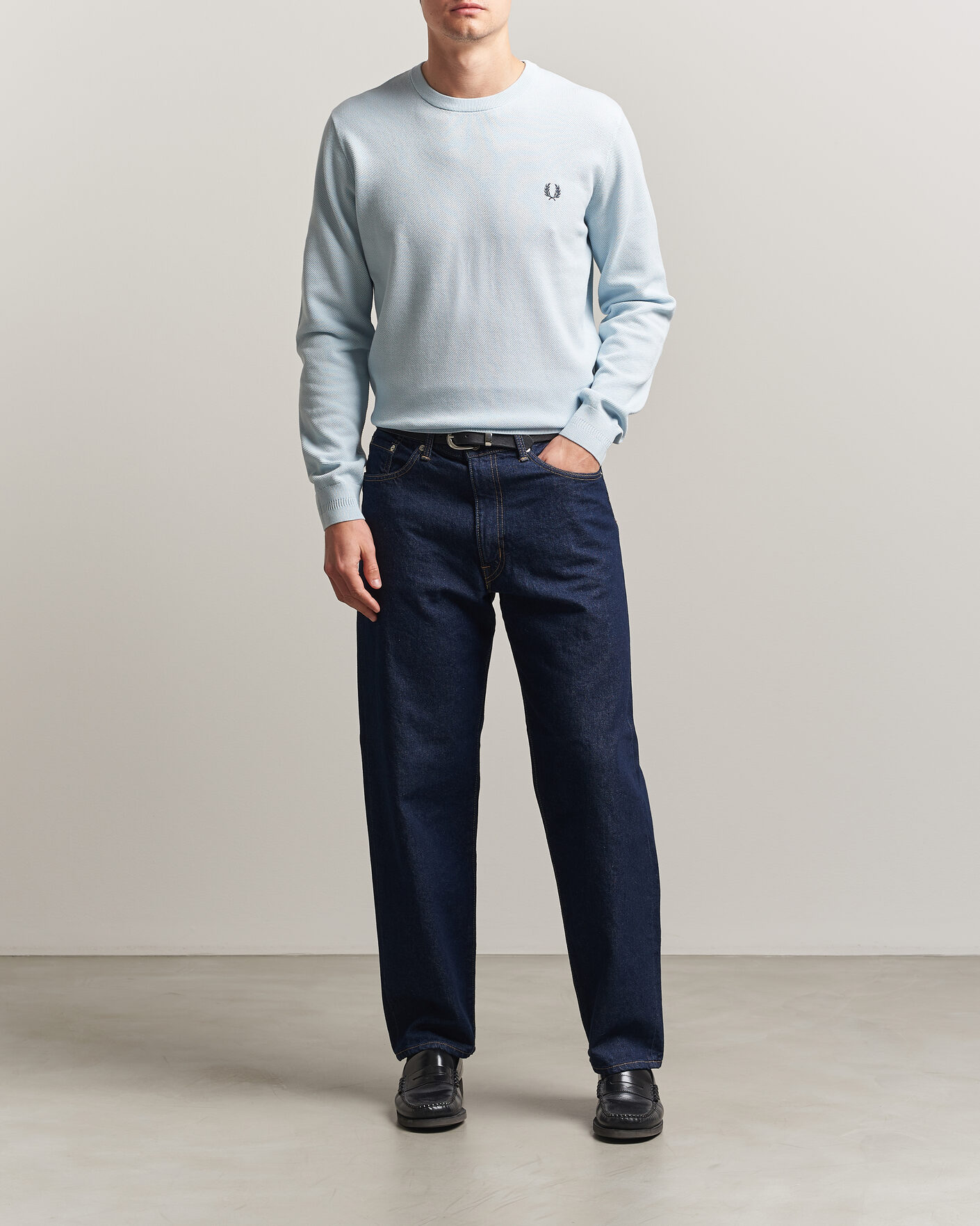 Mies | Puserot | Fred Perry | Piqué Stitched Sweater Light Ice