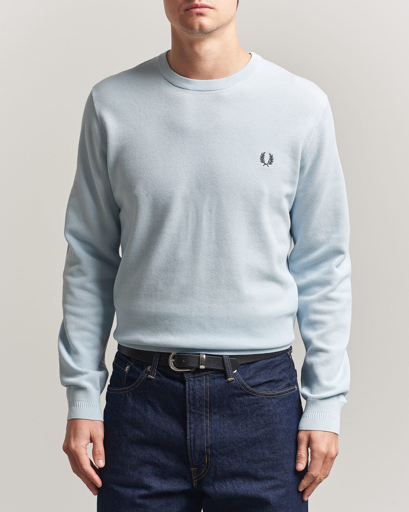 Mies | Puserot | Fred Perry | Piqué Stitched Sweater Light Ice