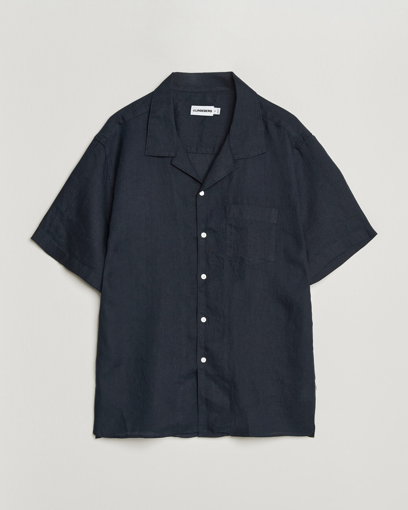 Mies | Kauluspaidat | J.Lindeberg | Elio Linen Short Sleeve Shirt Navy
