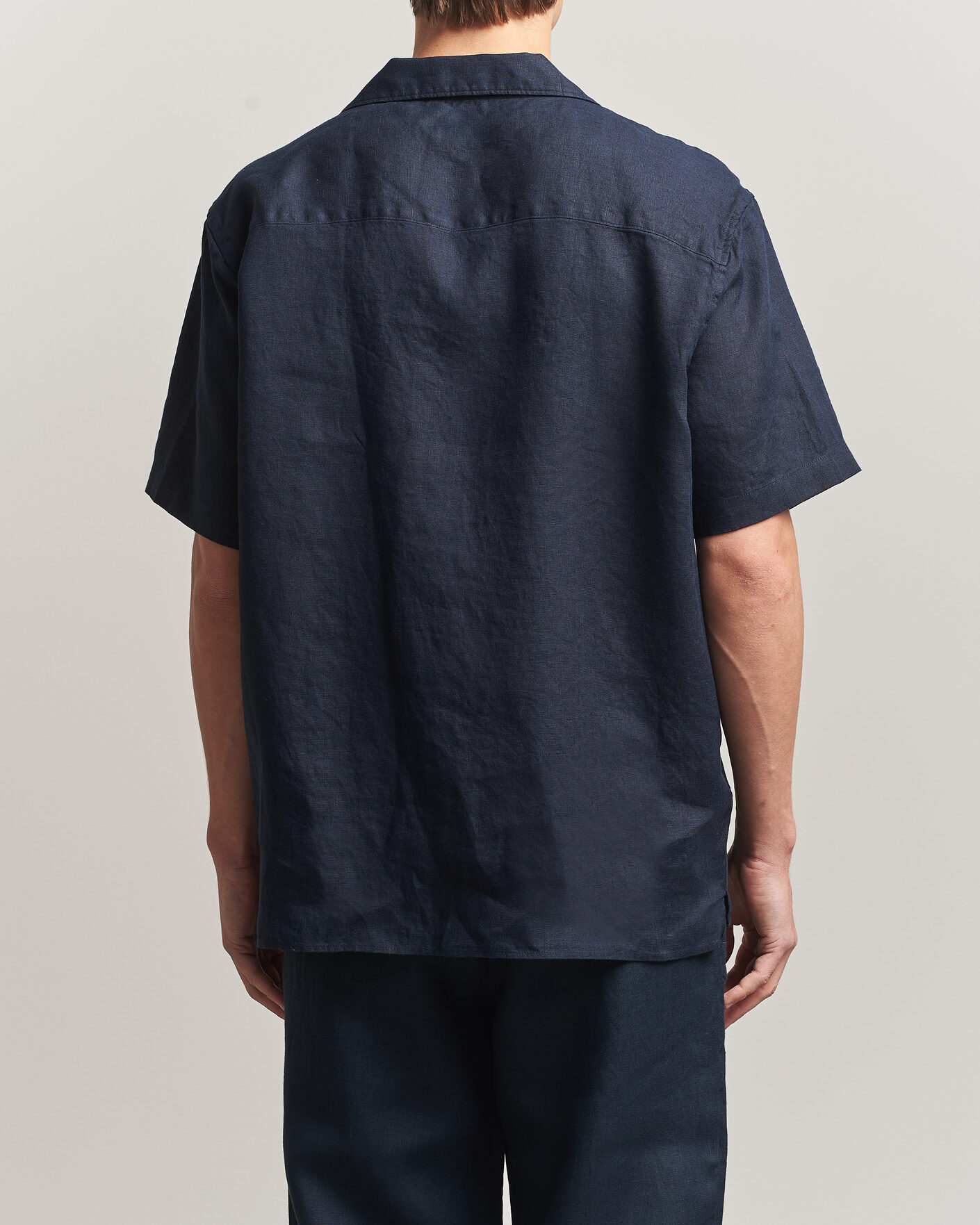 Mies | Kauluspaidat | J.Lindeberg | Elio Linen Short Sleeve Shirt Navy