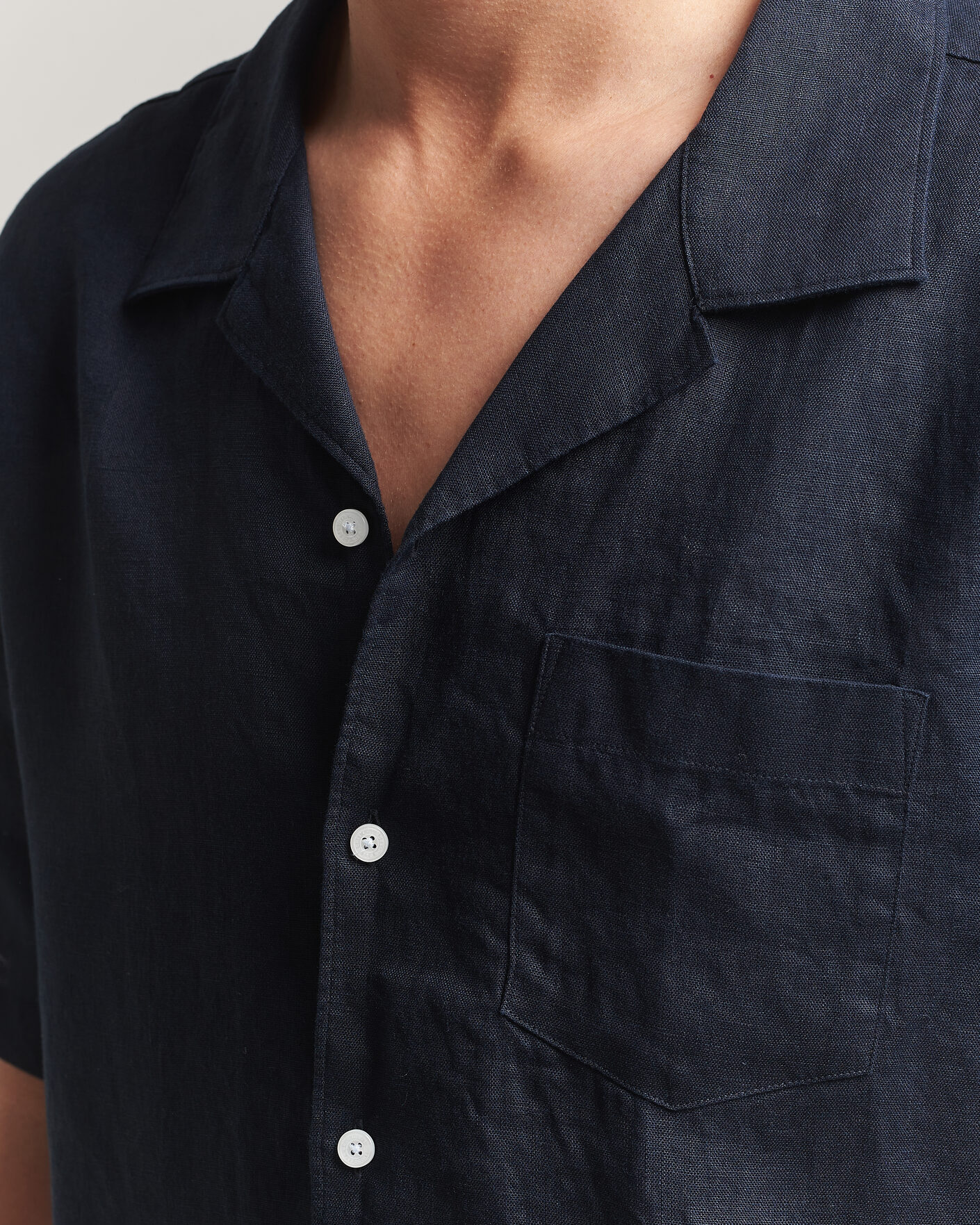 Mies | Kauluspaidat | J.Lindeberg | Elio Linen Short Sleeve Shirt Navy