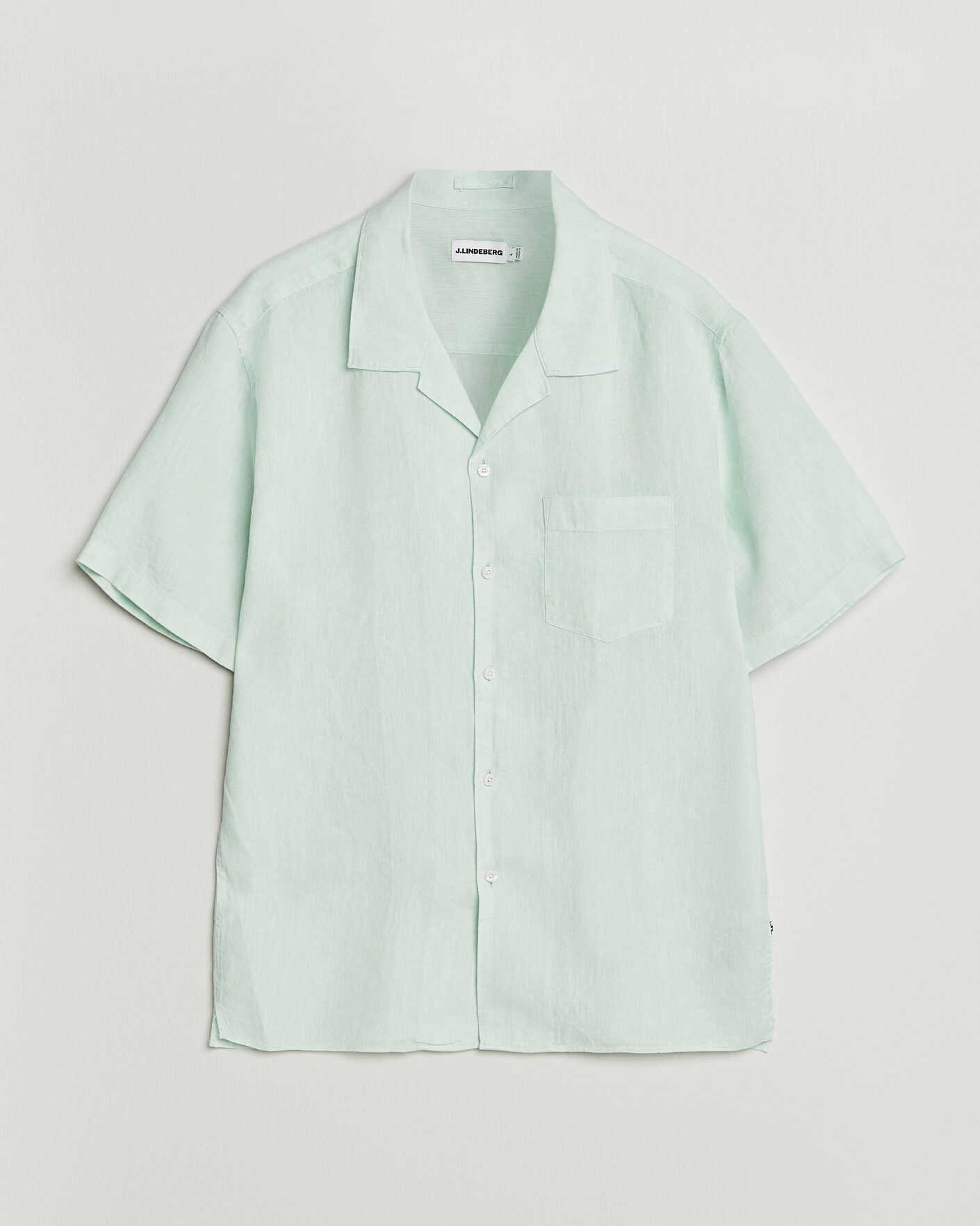 Mies | Kauluspaidat | J.Lindeberg | Elio Linen Short Sleeve Shirt Bay Green