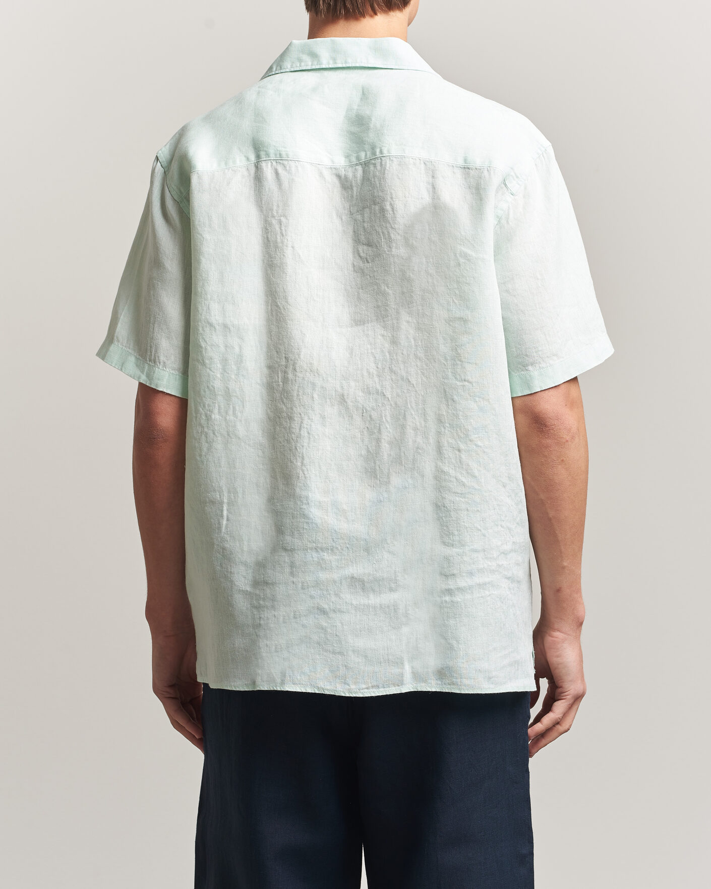 Mies | Kauluspaidat | J.Lindeberg | Elio Linen Short Sleeve Shirt Bay Green