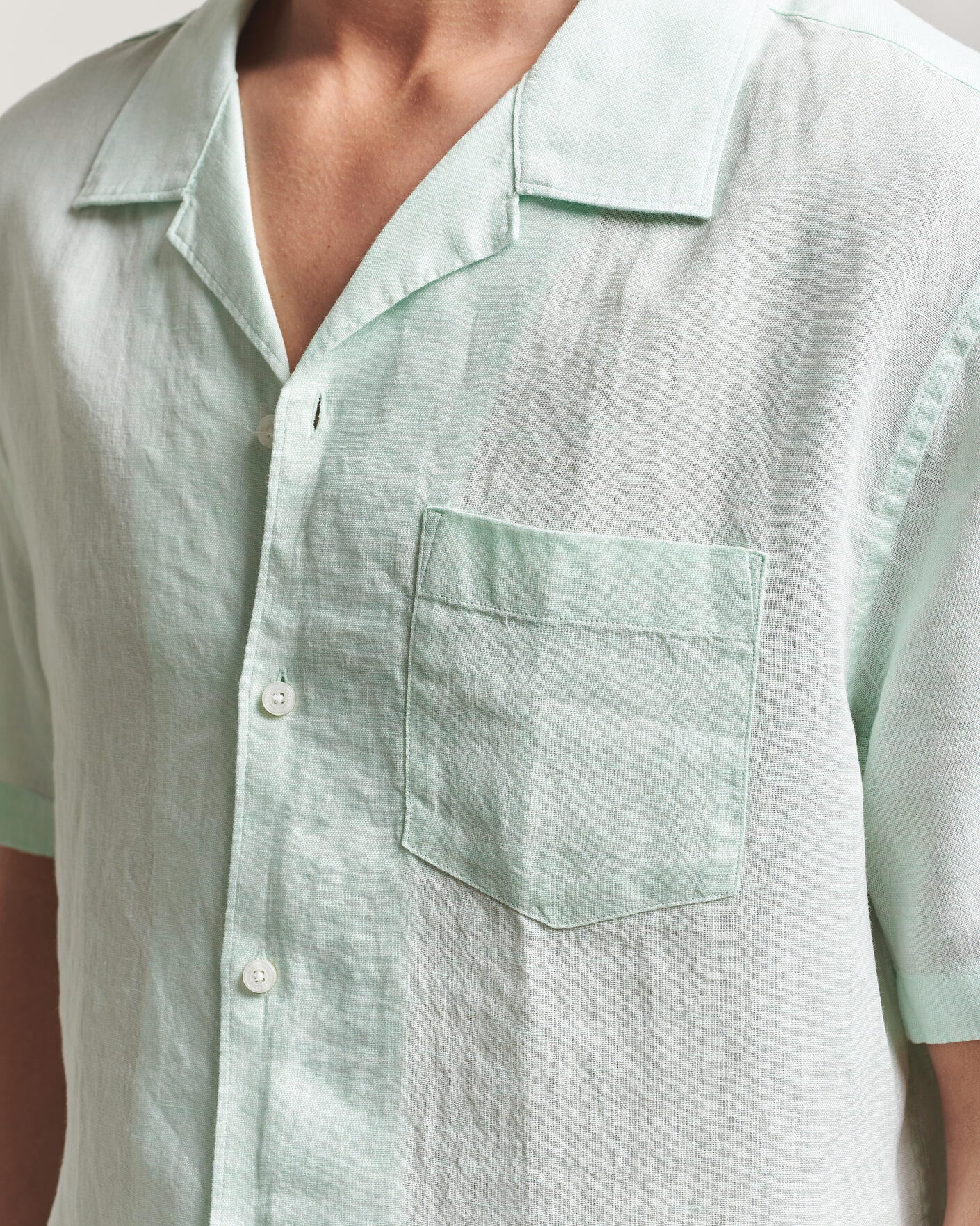 Mies | Kauluspaidat | J.Lindeberg | Elio Linen Short Sleeve Shirt Bay Green