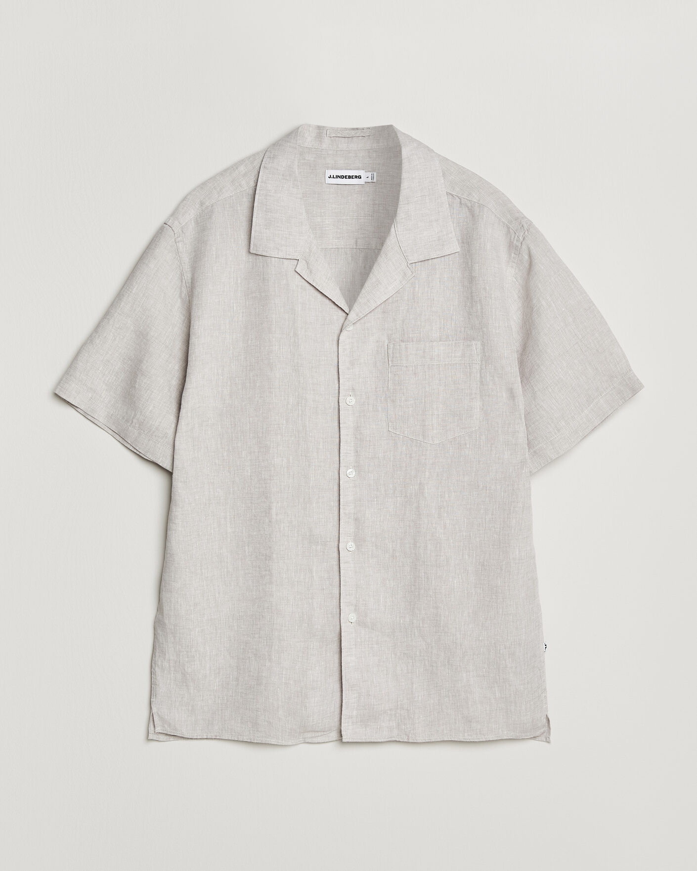 Mies | Kauluspaidat | J.Lindeberg | Elio Linen Short Sleeve Shirt Moonbeam