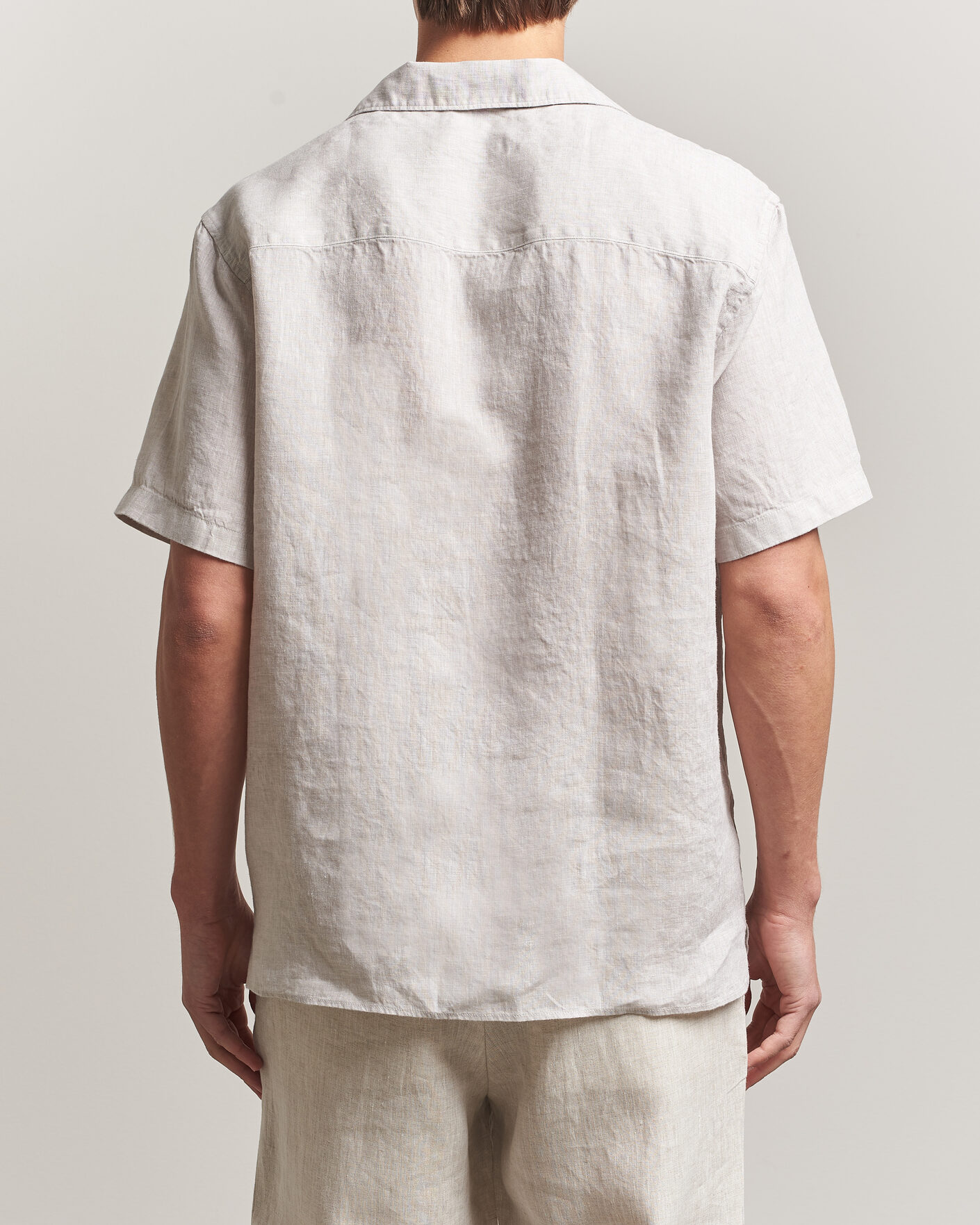 Mies | Kauluspaidat | J.Lindeberg | Elio Linen Short Sleeve Shirt Moonbeam