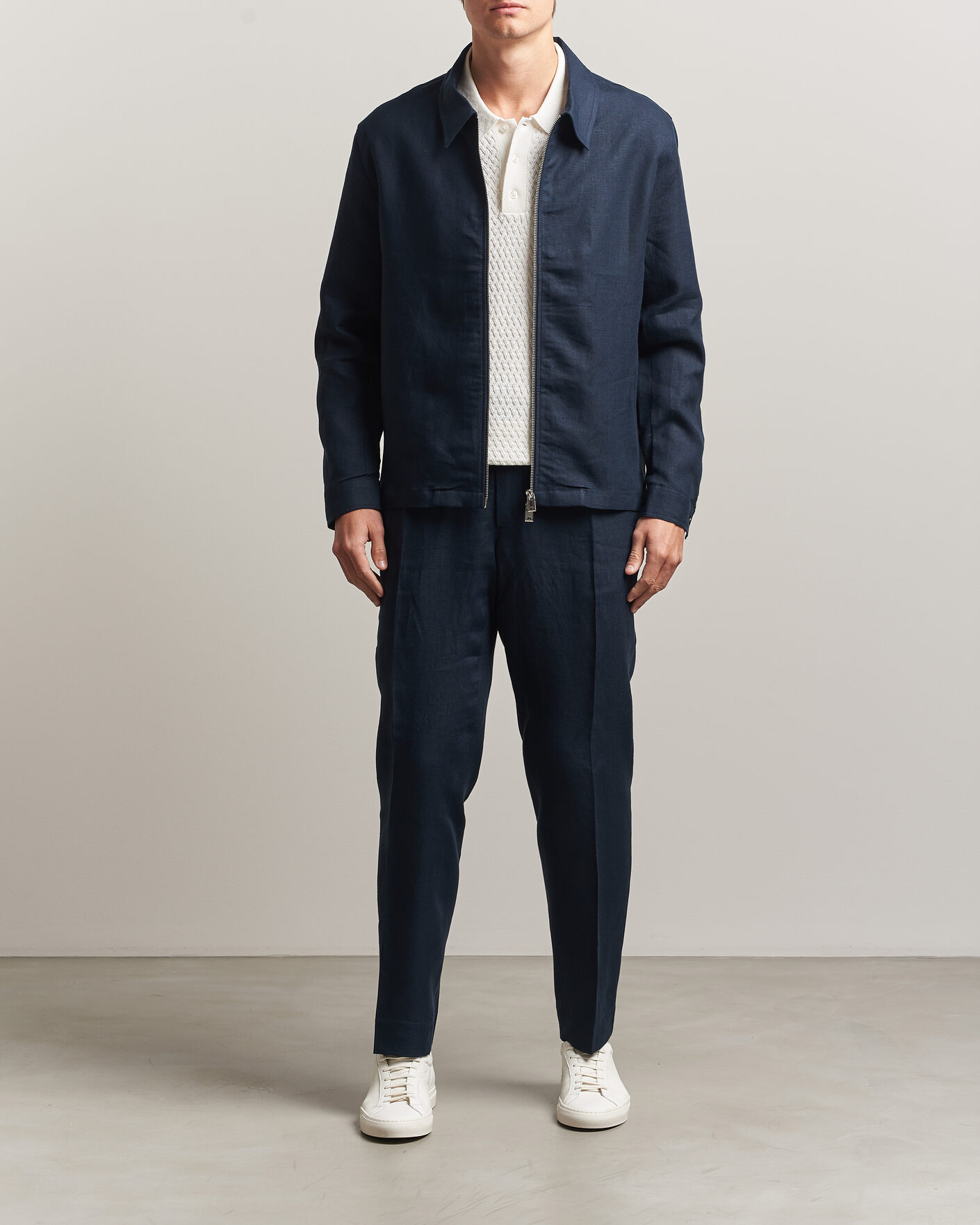 Mies | Kauluspaidat | J.Lindeberg | Julius Drape Linen Overshirt Navy
