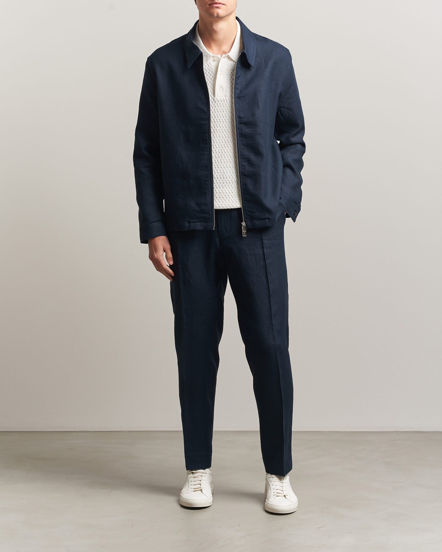 Mies | Housut | J.Lindeberg | Soren Drape Linen Pants Navy