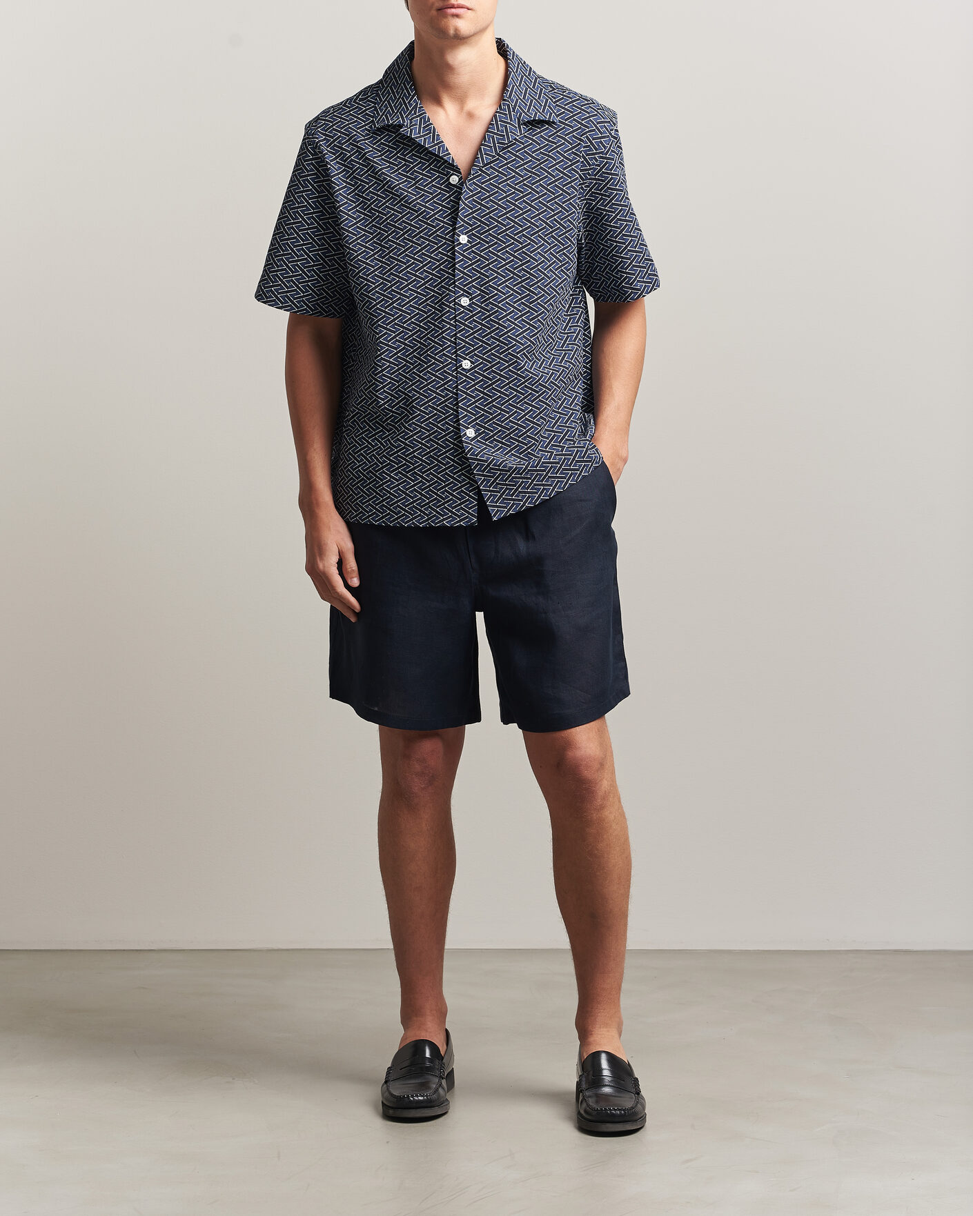 Mies | Shortsit | J.Lindeberg | Joff Linen Drawstring Shorts Navy