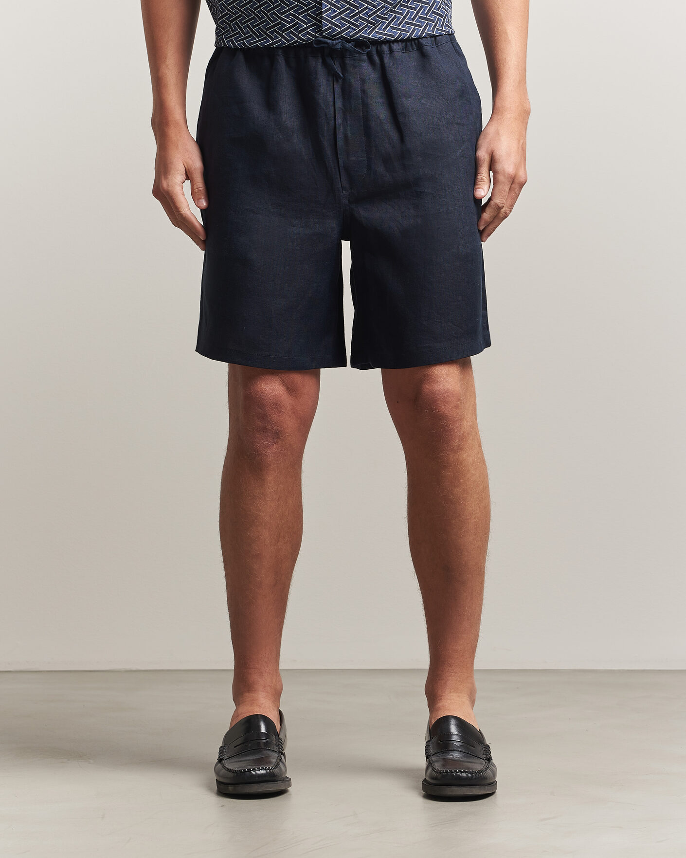 Mies | Shortsit | J.Lindeberg | Joff Linen Drawstring Shorts Navy