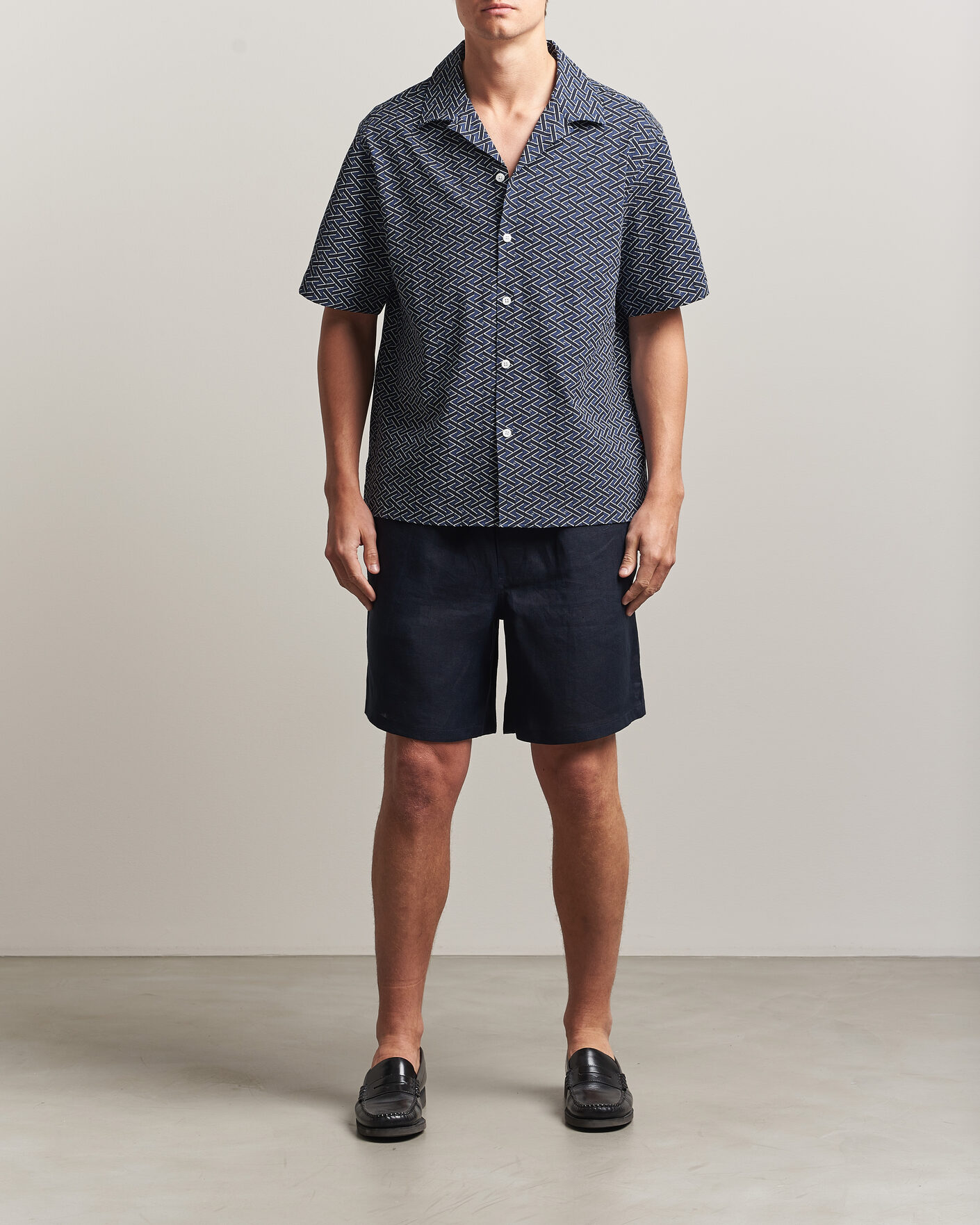 Mies | Kauluspaidat | J.Lindeberg | Donso Geo Printed Resort Shirt Estate Navy