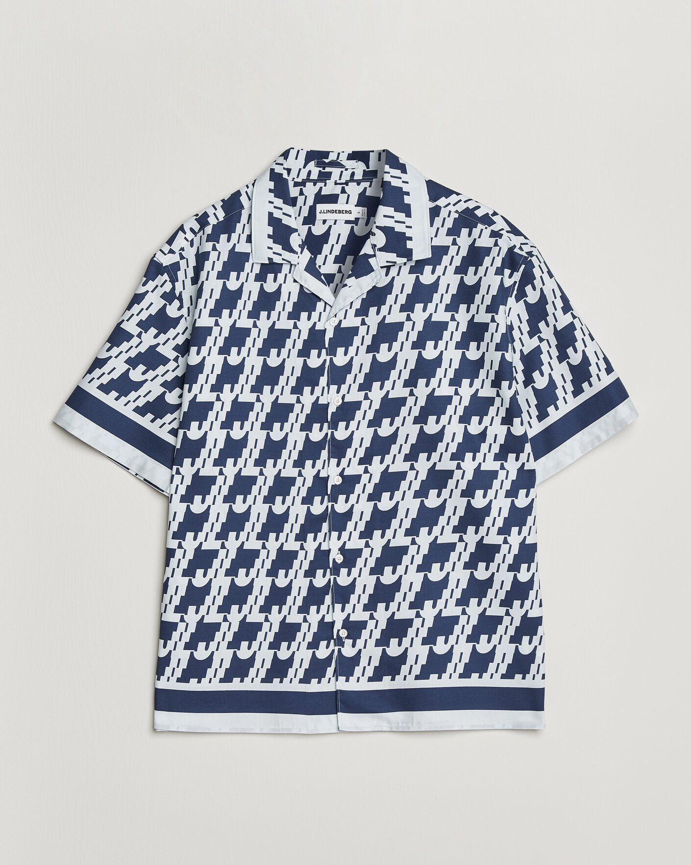Mies | Kauluspaidat | J.Lindeberg | Ellis Border Printed Resort Shirt Estate Blue