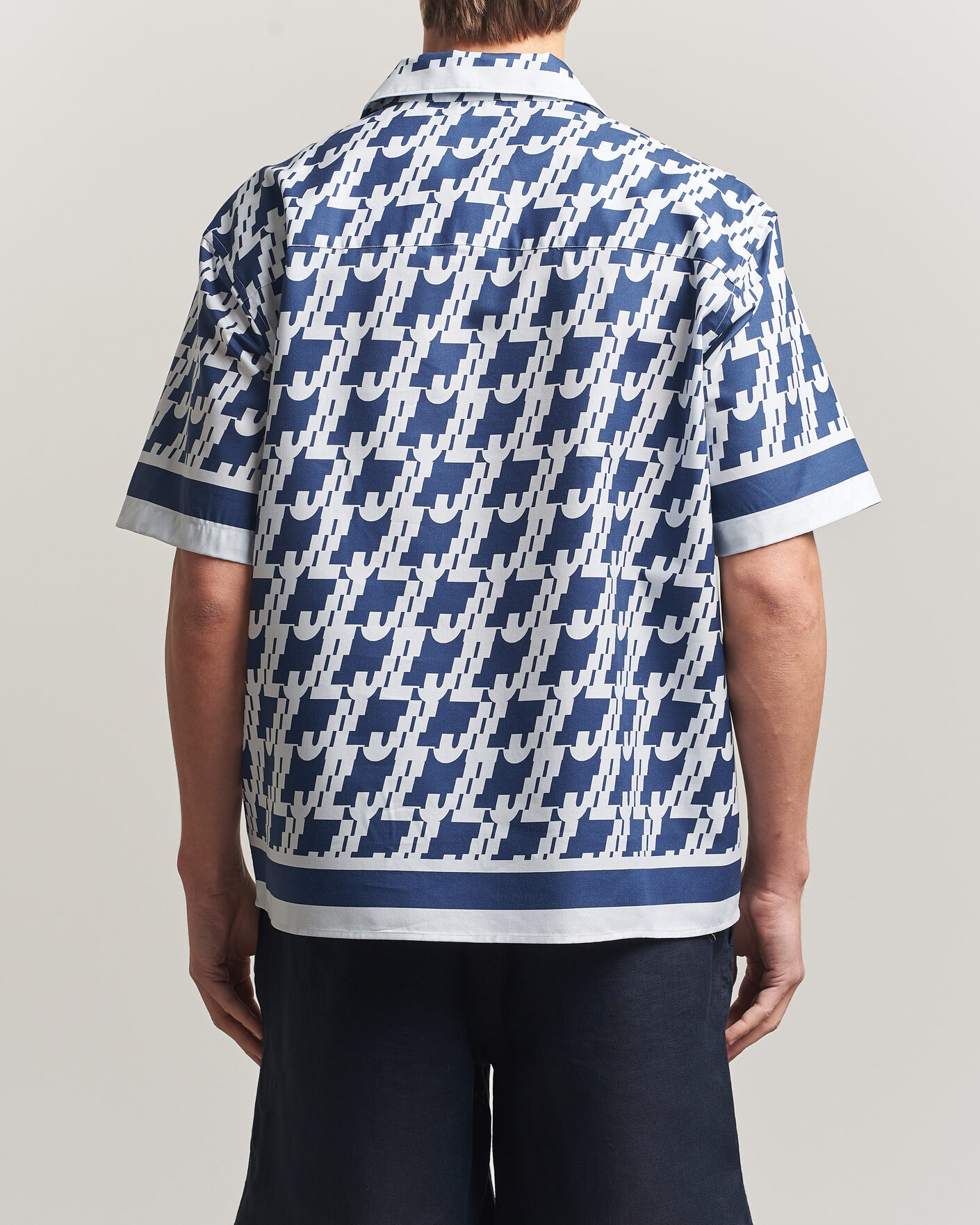 Mies | Kauluspaidat | J.Lindeberg | Ellis Border Printed Resort Shirt Estate Blue