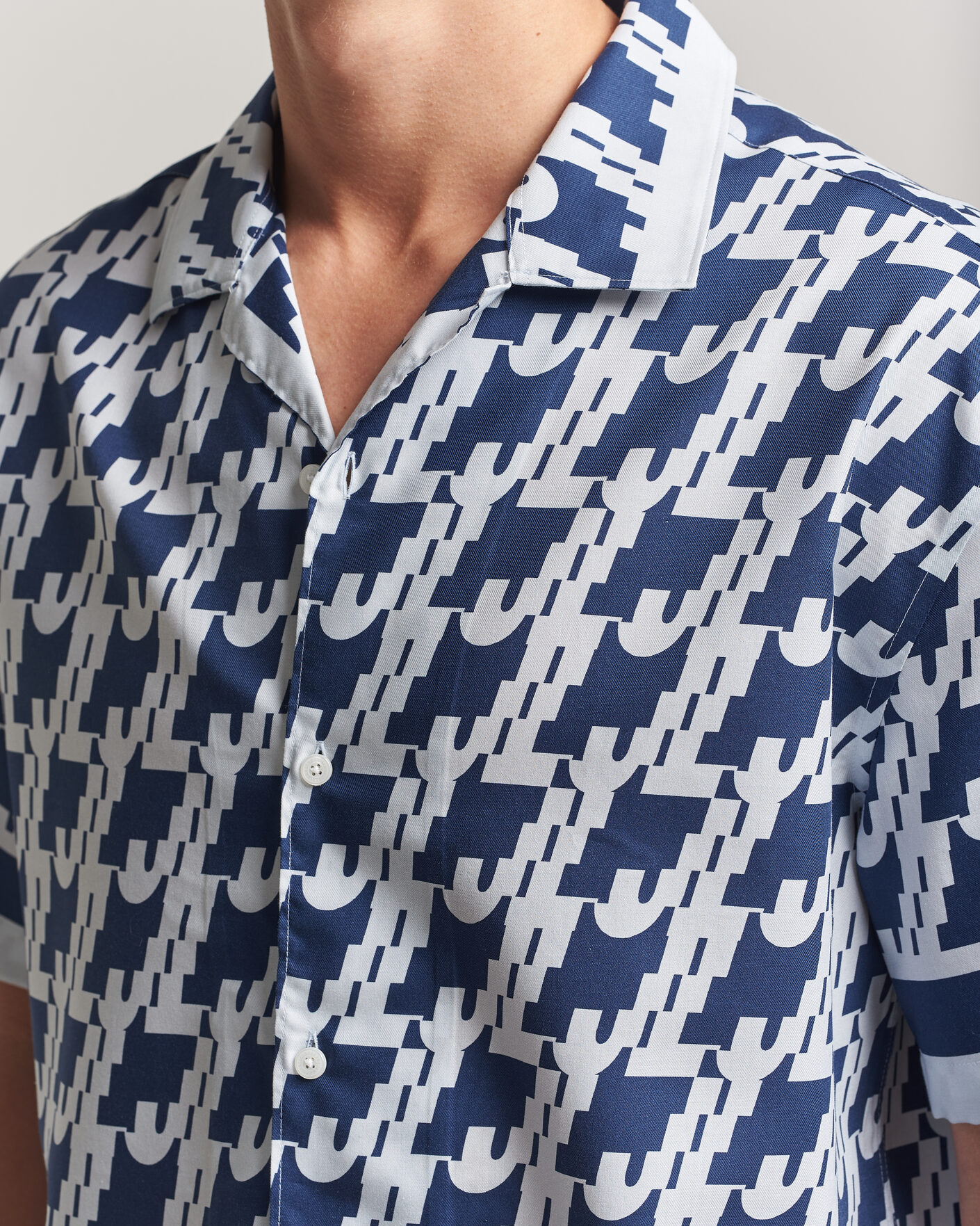 Mies | Kauluspaidat | J.Lindeberg | Ellis Border Printed Resort Shirt Estate Blue
