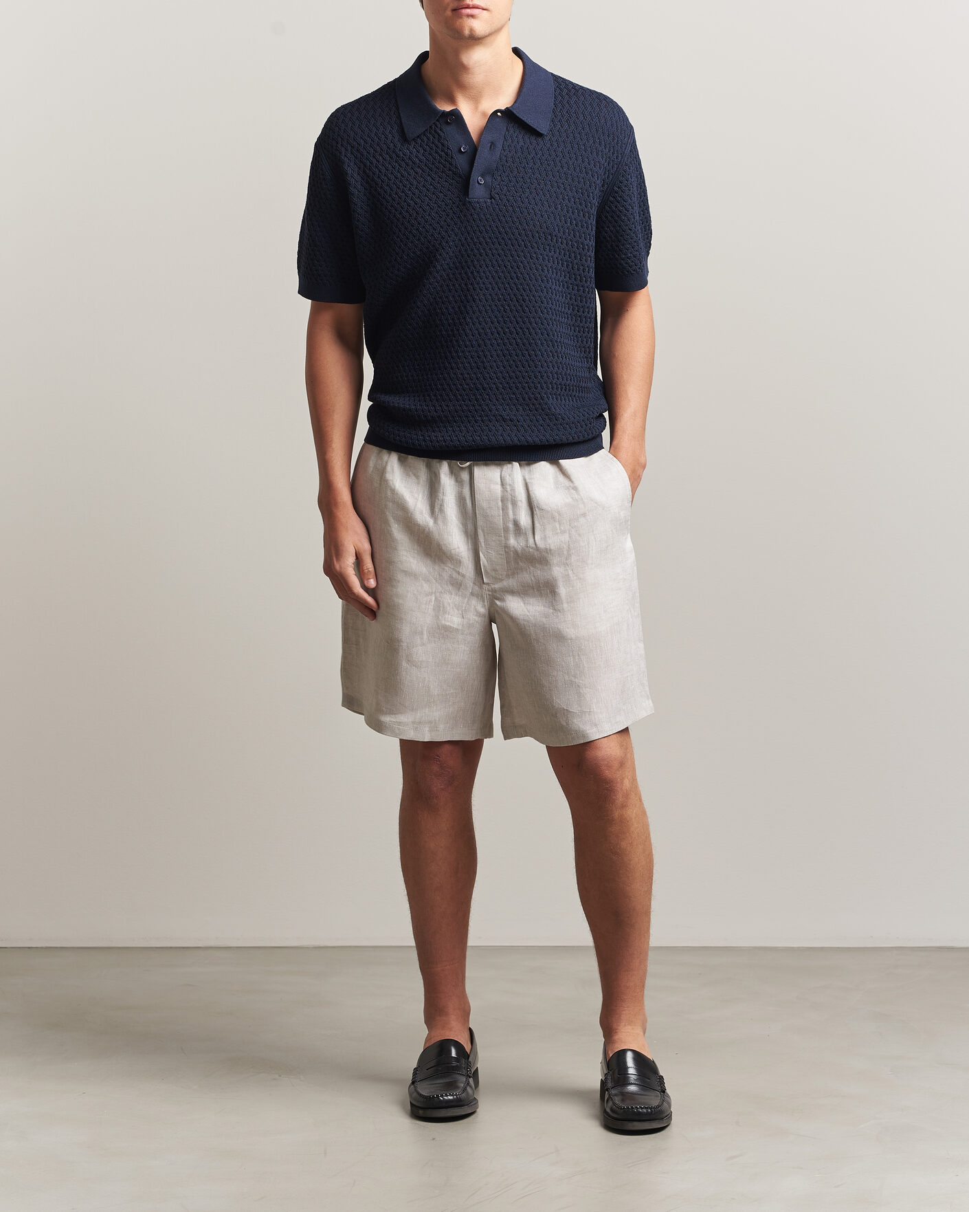 Mies | Pikeet | J.Lindeberg | Jacques Structured Knitted Polo Navy