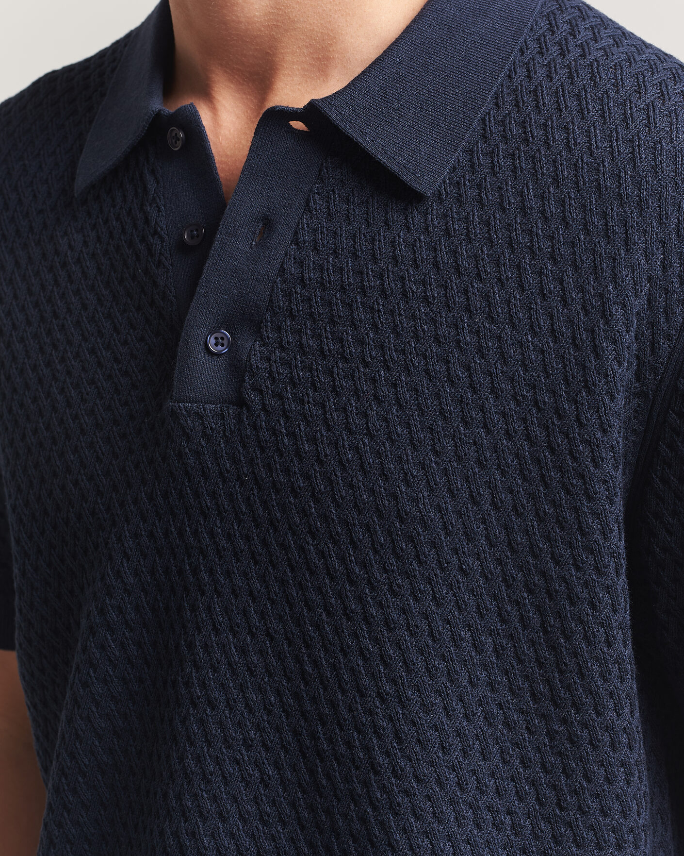 Mies | Pikeet | J.Lindeberg | Jacques Structured Knitted Polo Navy