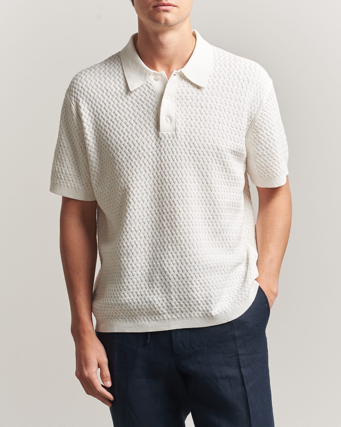 Mies | Pikeet | J.Lindeberg | Jacques Structured Knitted Polo Tofu
