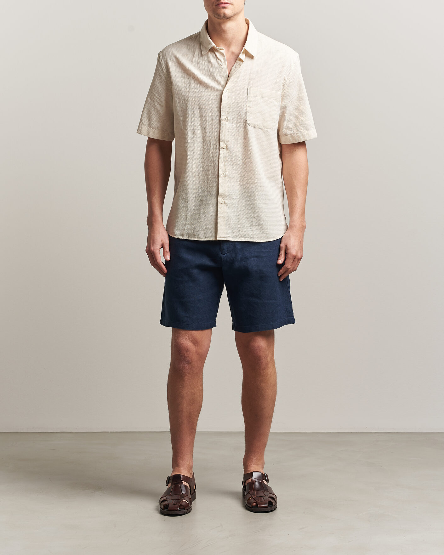 Mies | Shortsit | NN07 | Aden Linen Shorts Navy Blue