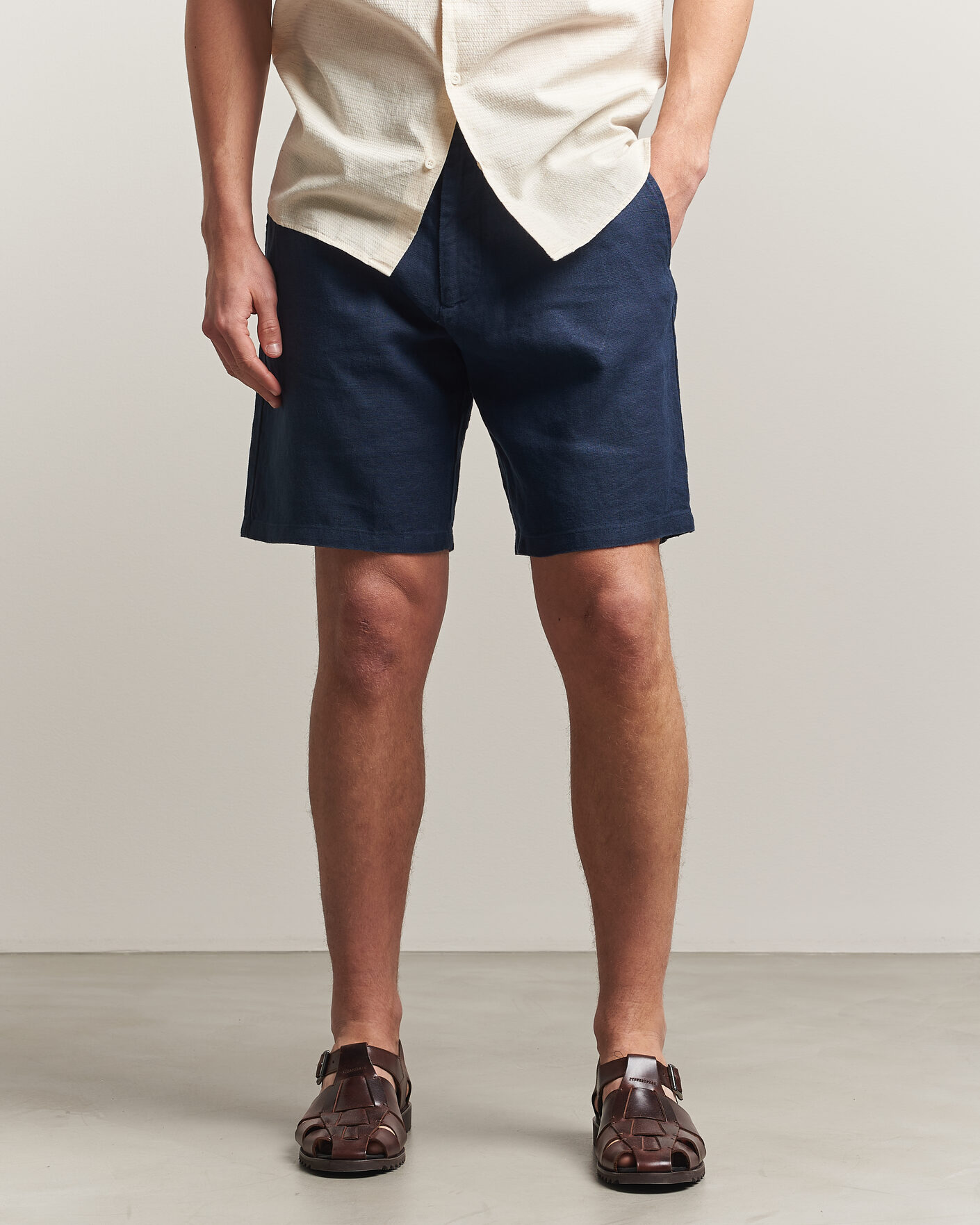 Mies | Shortsit | NN07 | Aden Linen Shorts Navy Blue