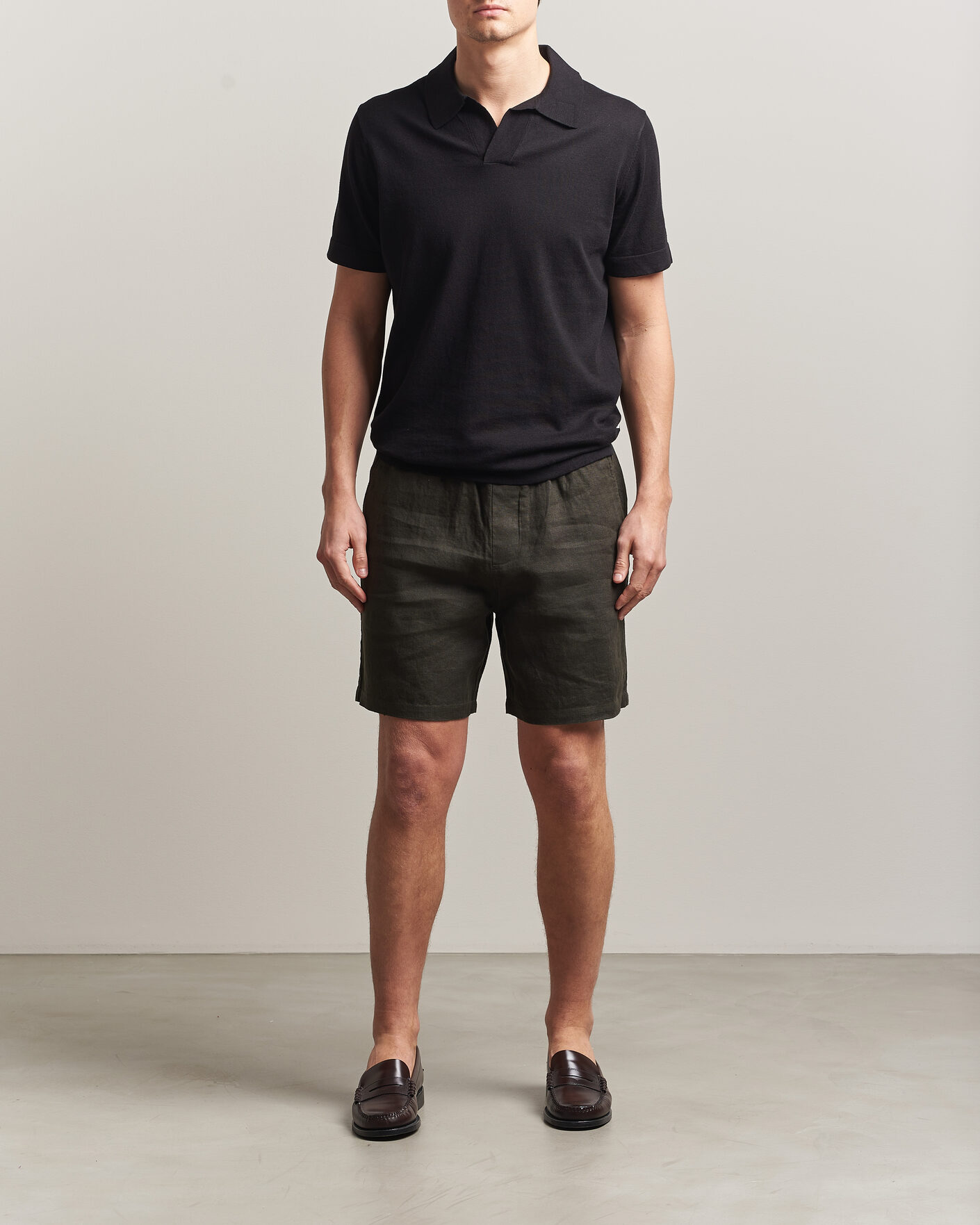 Mies | Shortsit | NN07 | Gregor Linen Drawstring Shorts Dark Army