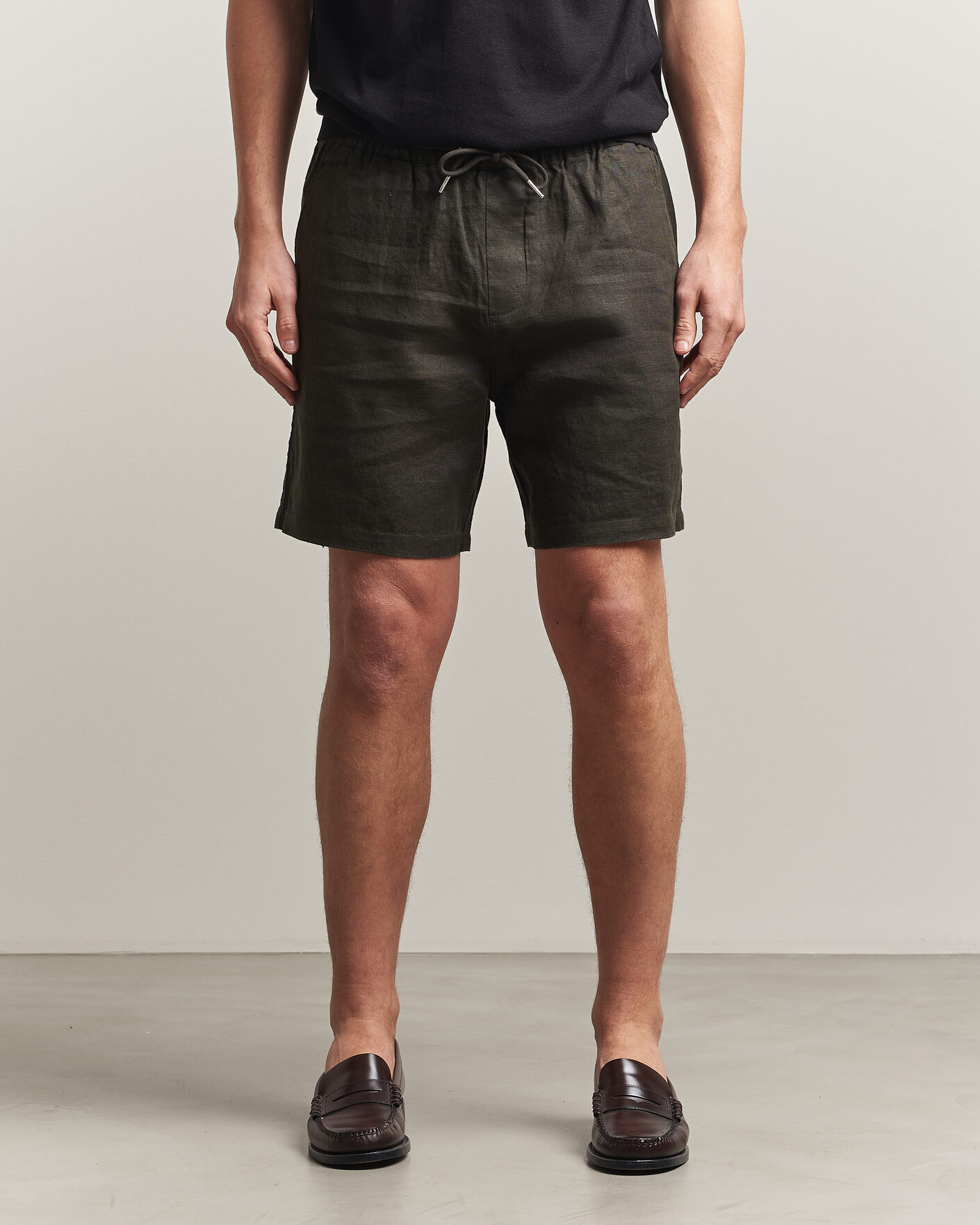Mies | Shortsit | NN07 | Gregor Linen Drawstring Shorts Dark Army