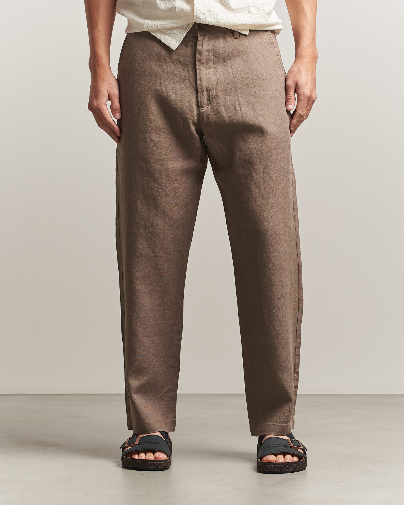 Mies | Housut | NN07 | Aden Regular Fit Linen Trousers Clay Mirage