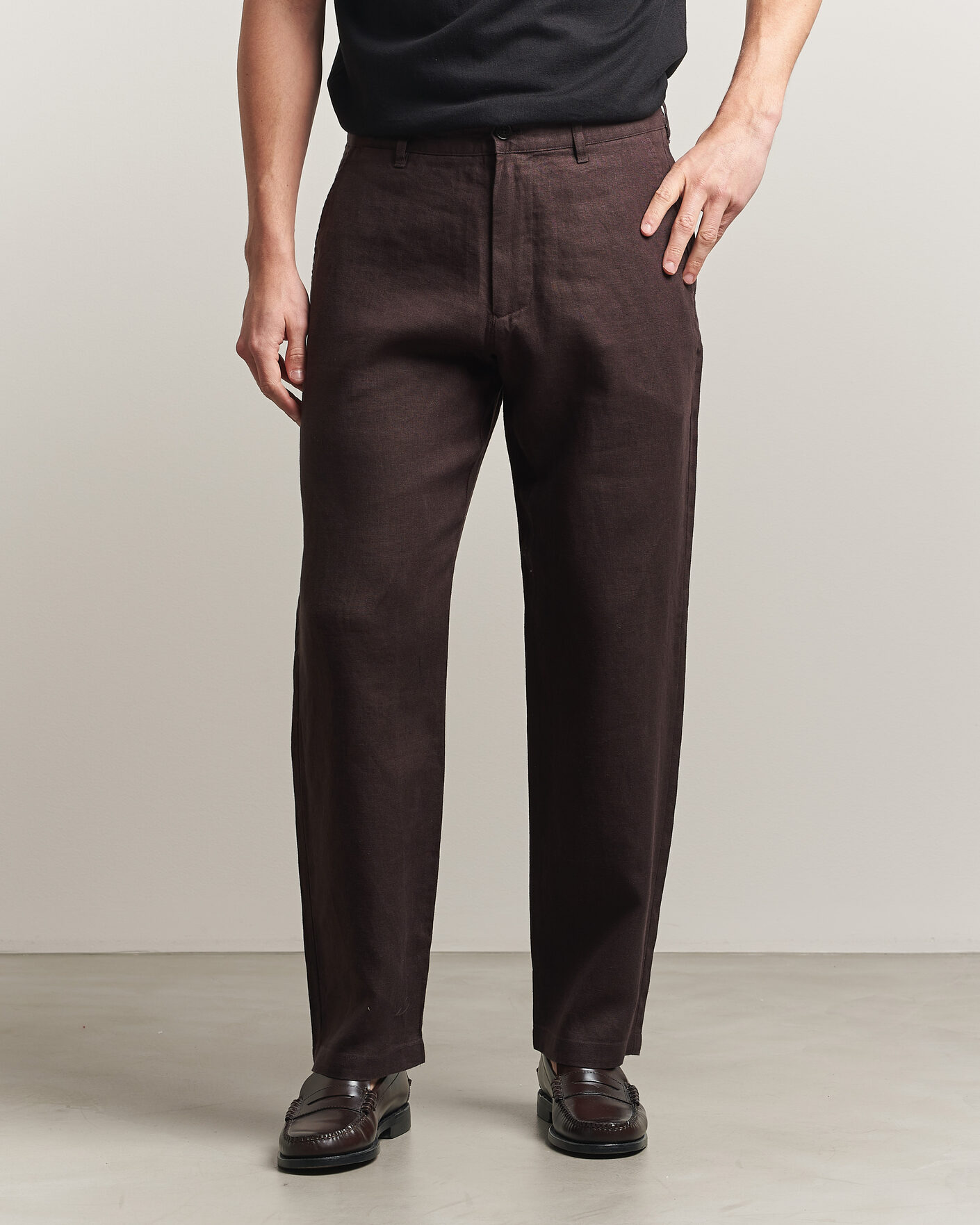 Mies | Housut | NN07 | Aden Regular Fit Linen Trousers Dusky Port