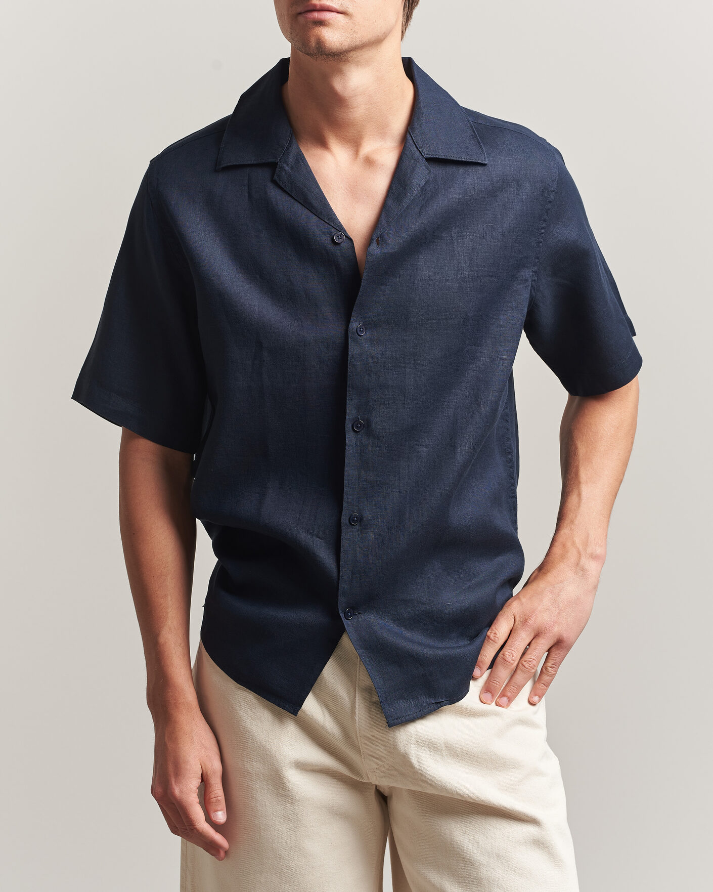 Mies | Kauluspaidat | NN07 | Julio Linen Resort Shirt Navy Blue