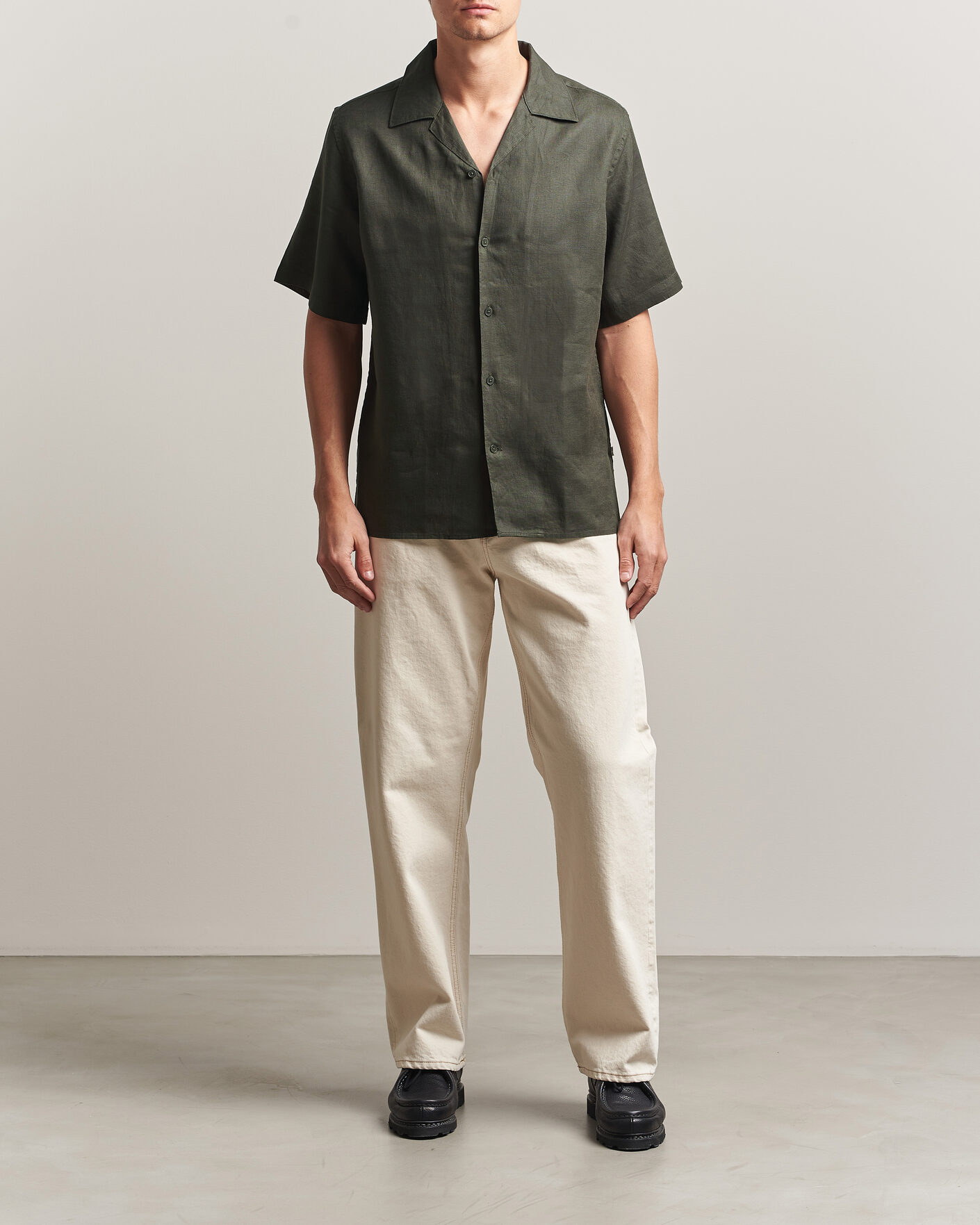 Mies | Kauluspaidat | NN07 | Julio Linen Resort Shirt Dark Army