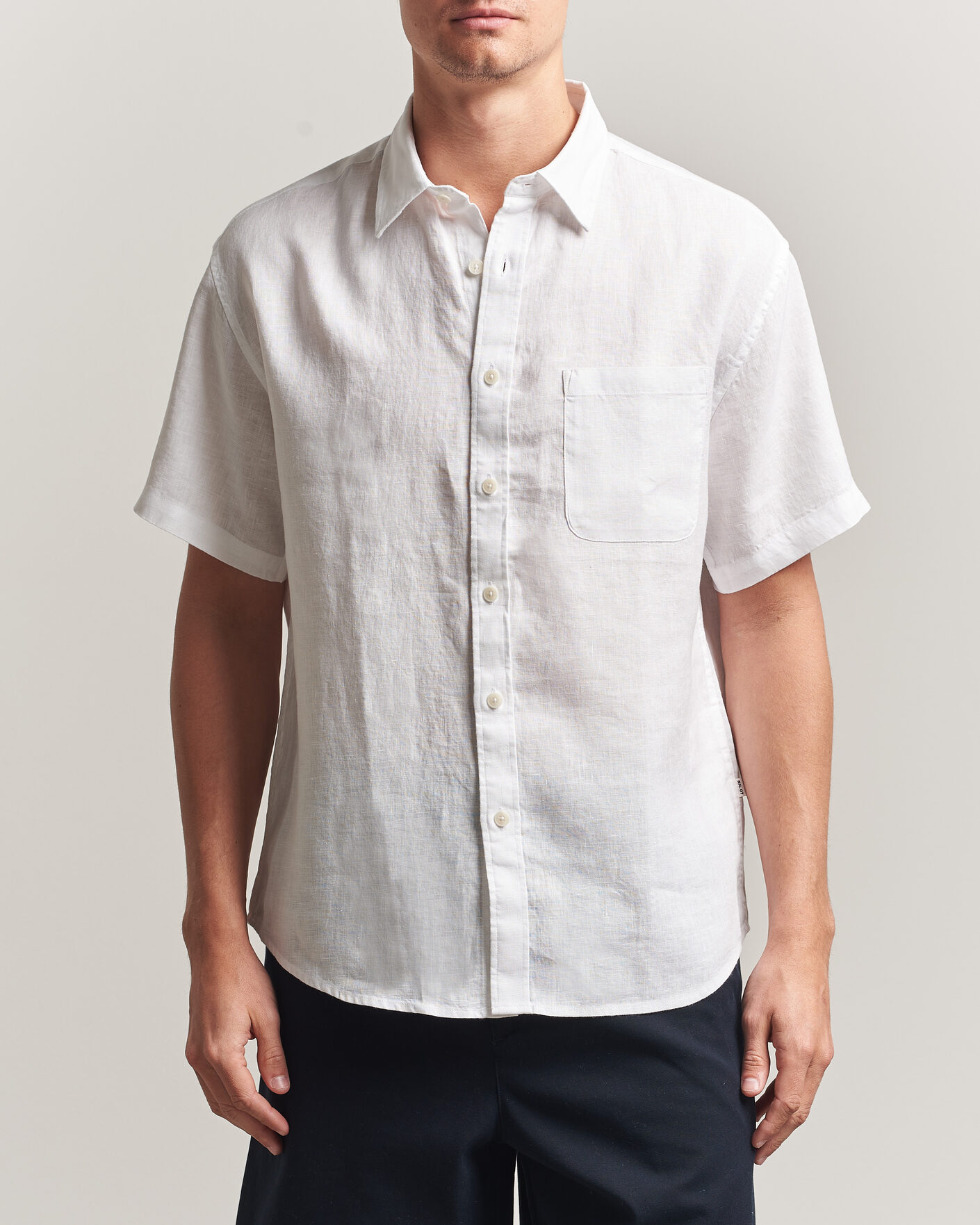 Mies | Kauluspaidat | NN07 | Deon Linen Short Sleeve Shirt White