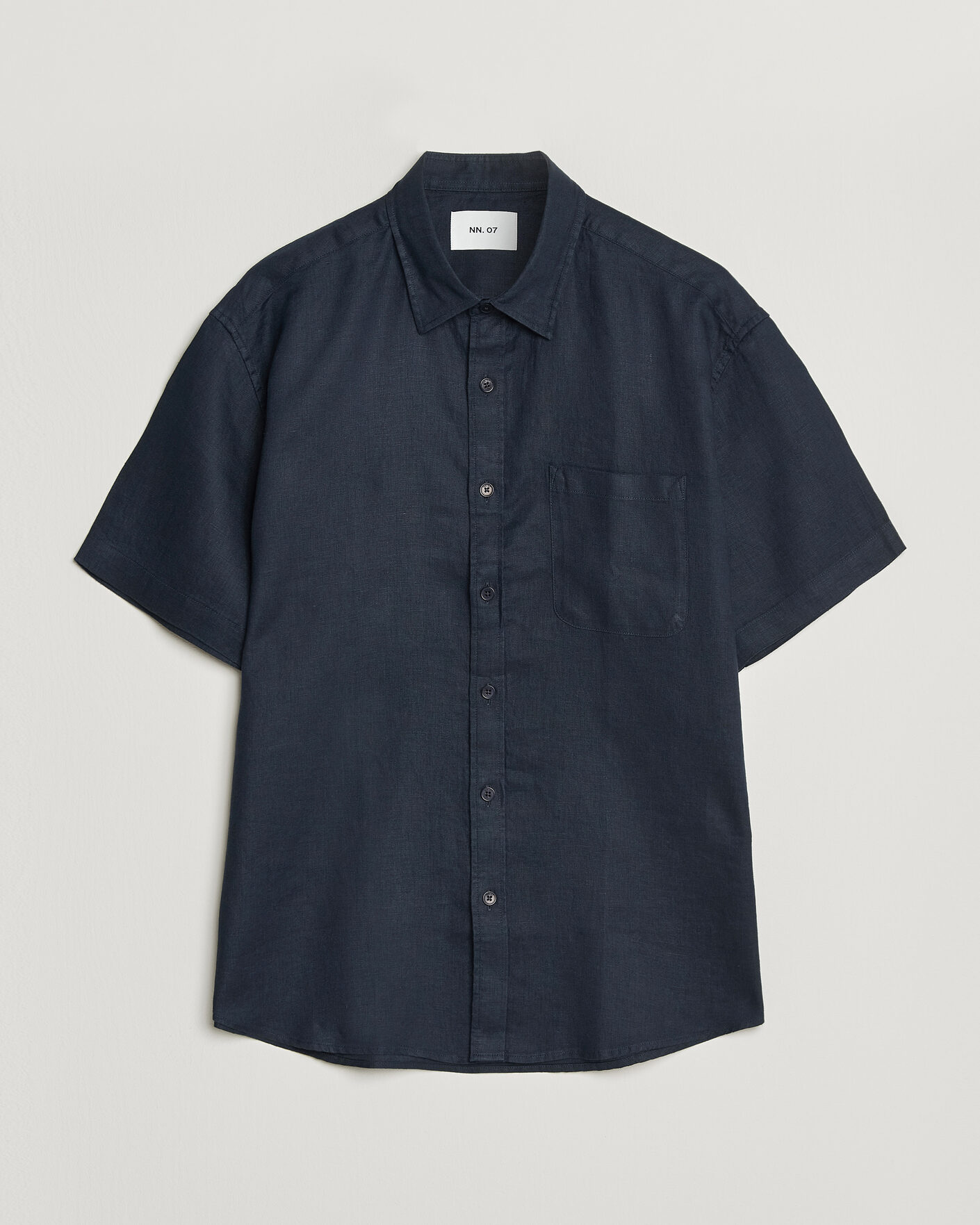 Mies | Kauluspaidat | NN07 | Deon Linen Short Sleeve Shirt Navy Blue
