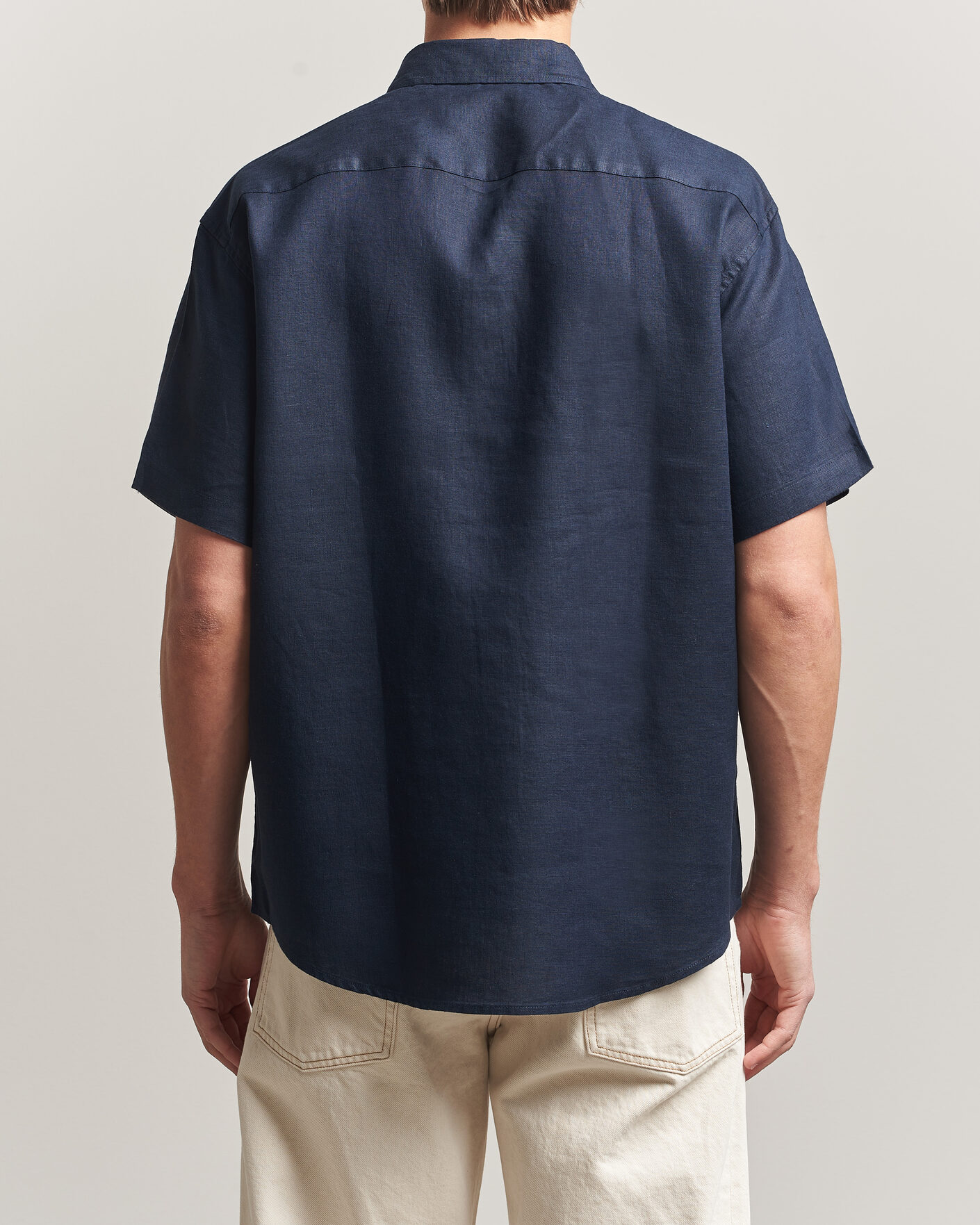 Mies | Kauluspaidat | NN07 | Deon Linen Short Sleeve Shirt Navy Blue