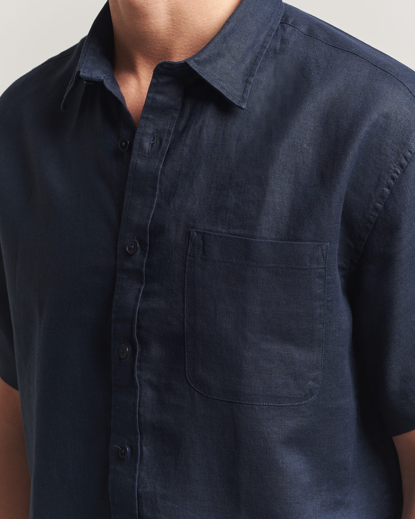 Mies | Kauluspaidat | NN07 | Deon Linen Short Sleeve Shirt Navy Blue