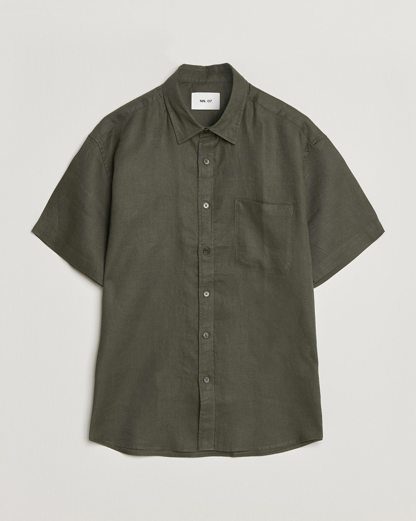 Mies | Kauluspaidat | NN07 | Deon Linen Short Sleeve Shirt Dark Army