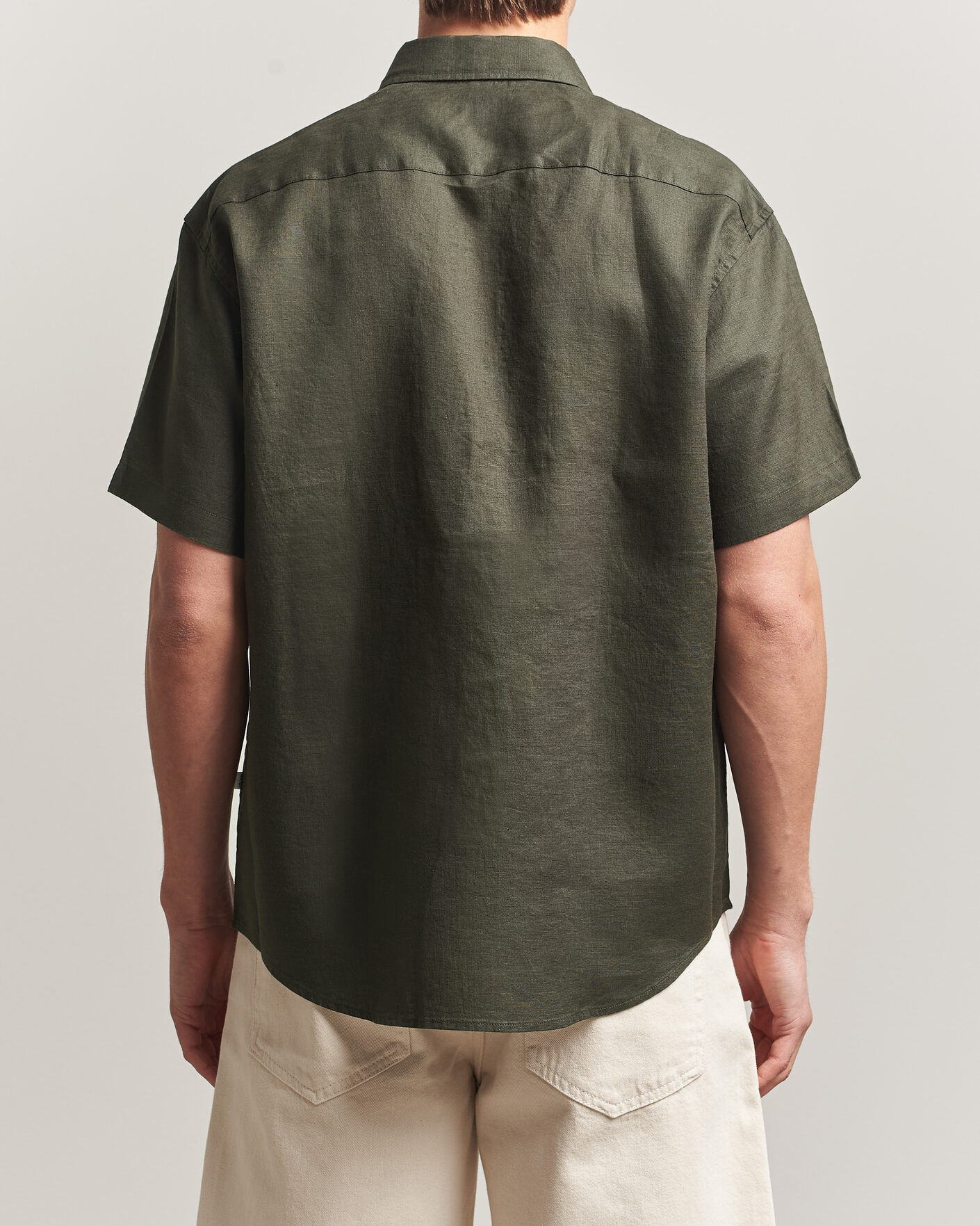 Mies | Kauluspaidat | NN07 | Deon Linen Short Sleeve Shirt Dark Army