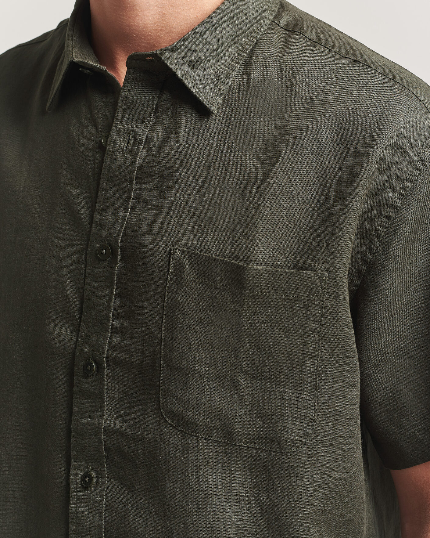 Mies | Kauluspaidat | NN07 | Deon Linen Short Sleeve Shirt Dark Army