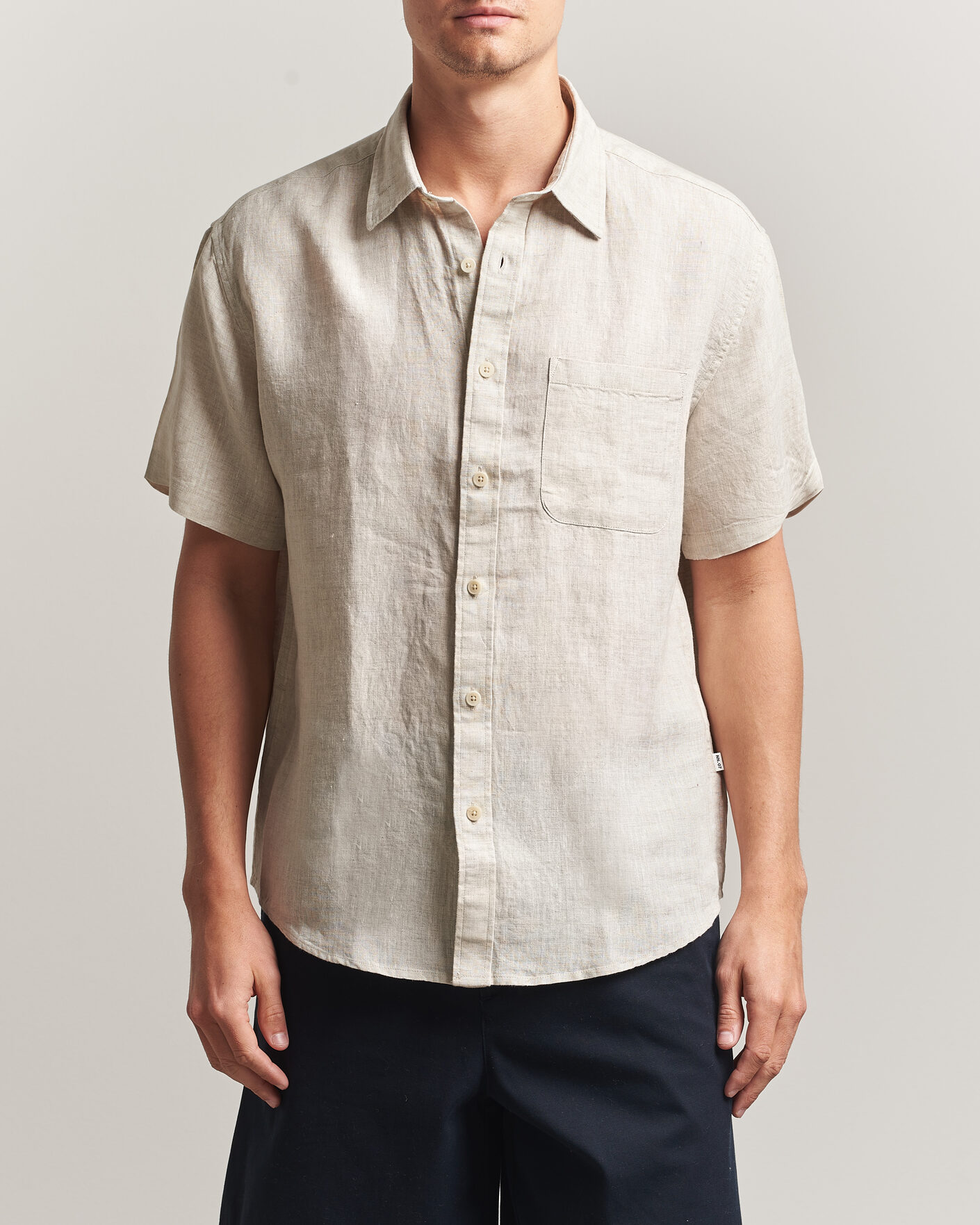 Mies | Kauluspaidat | NN07 | Deon Linen Short Sleeve Shirt Oat