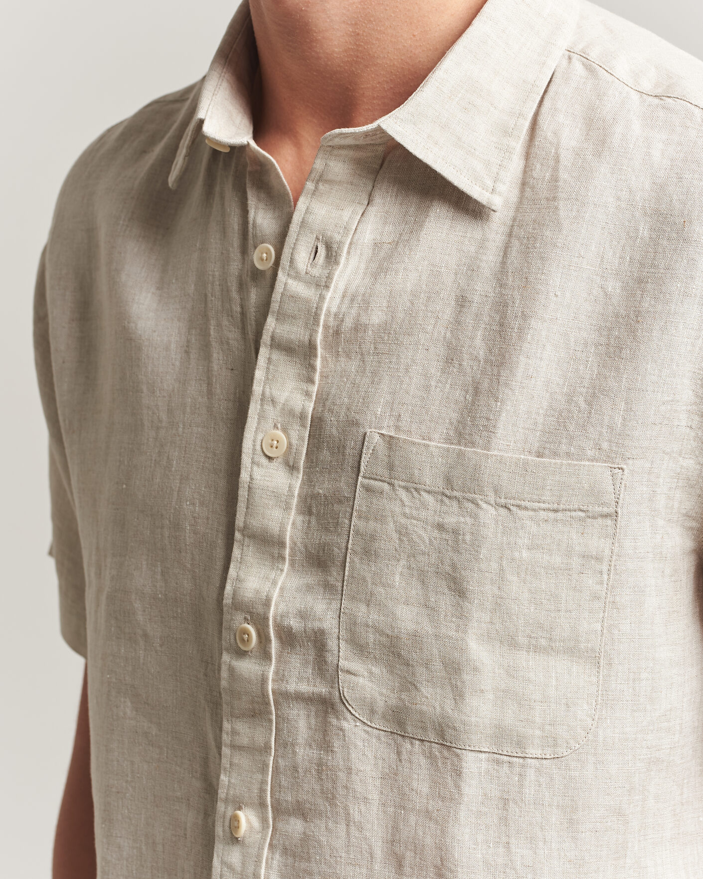 Mies | Kauluspaidat | NN07 | Deon Linen Short Sleeve Shirt Oat