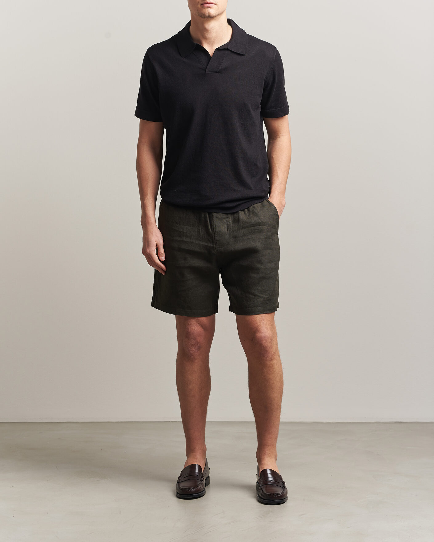 Mies | Pikeet | NN07 | Ryan Cotton/Linen Polo Black