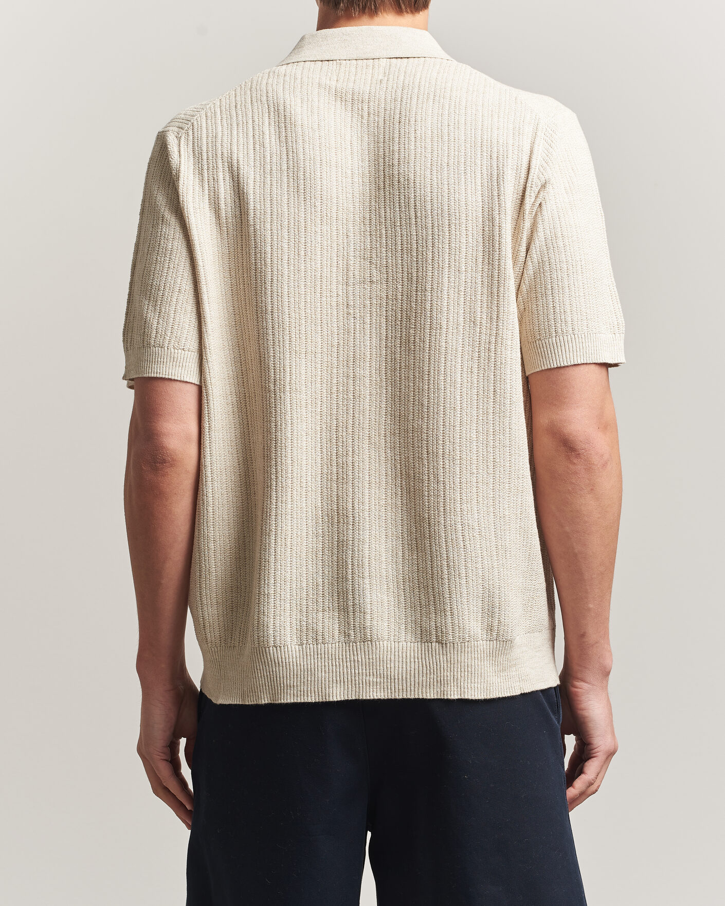 Mies | Kauluspaidat | NN07 | Nolan Knitted Short Sleeve Shirt Ivory