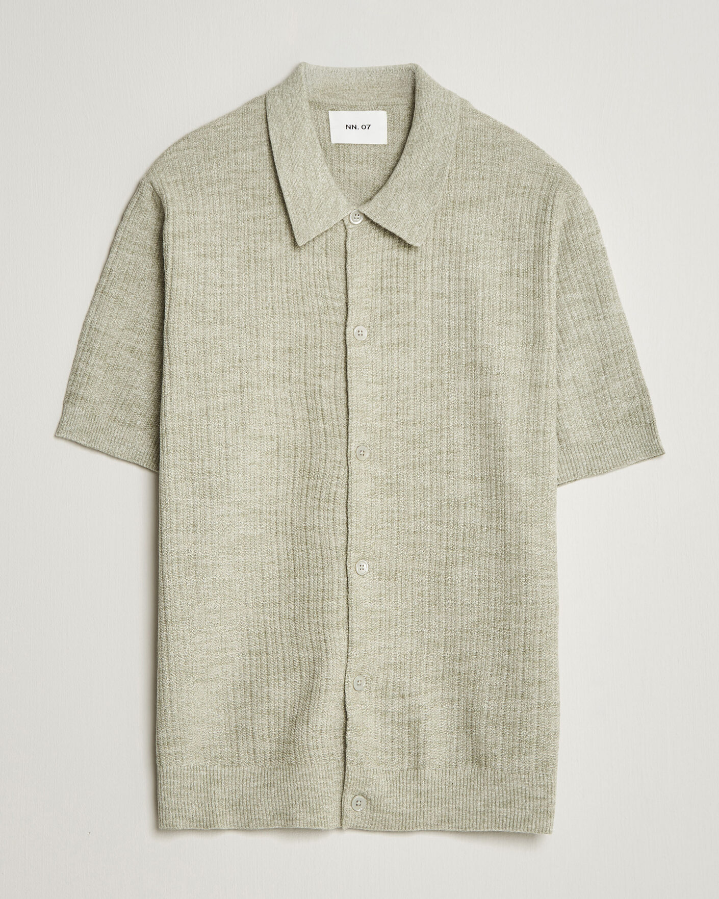 Mies | Kauluspaidat | NN07 | Nolan Knitted Short Sleeve Shirt Sage Green
