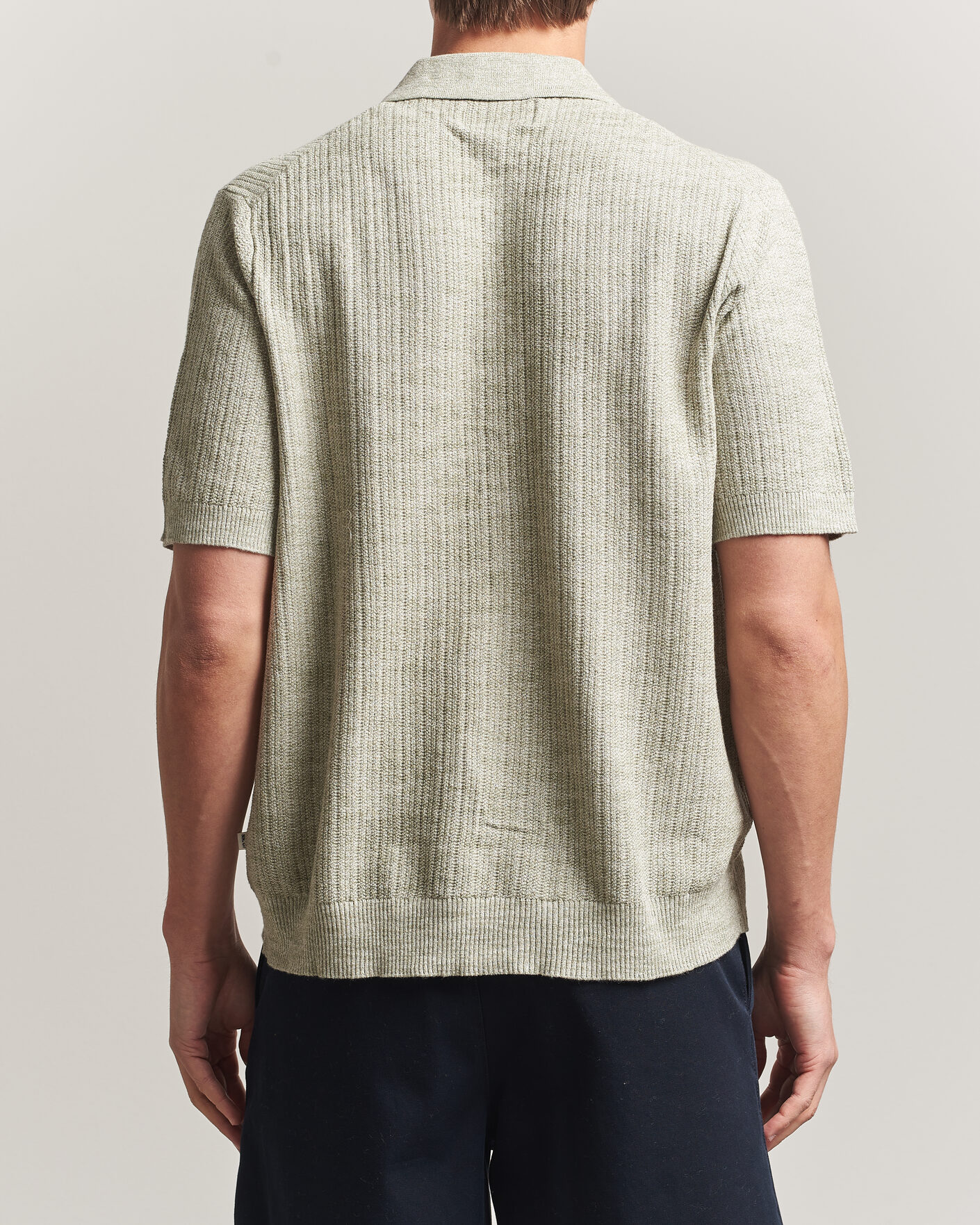 Mies | Kauluspaidat | NN07 | Nolan Knitted Short Sleeve Shirt Sage Green