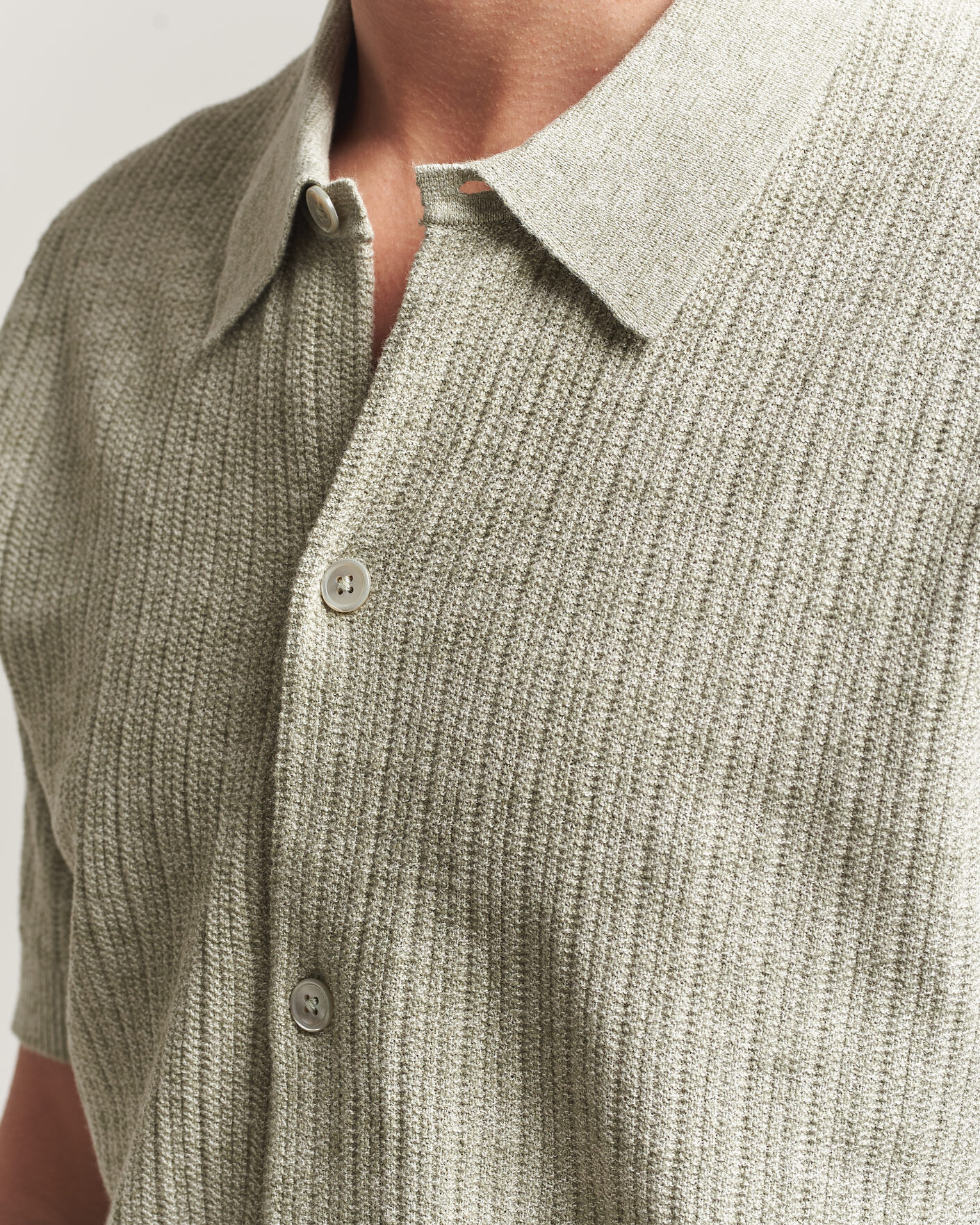 Mies | Kauluspaidat | NN07 | Nolan Knitted Short Sleeve Shirt Sage Green