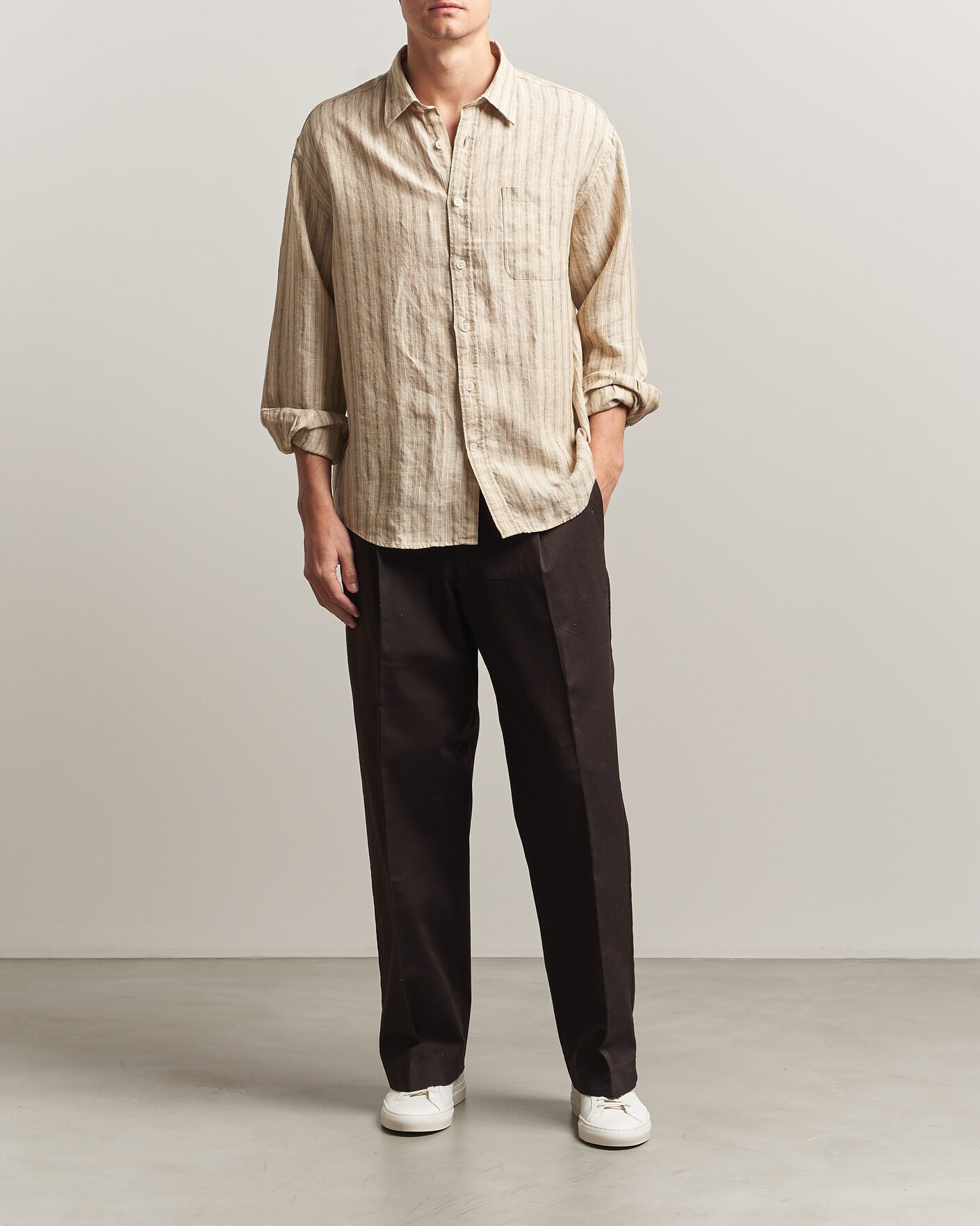 Mies | Kauluspaidat | NN07 | Deon Linen Shirt Black Stripe